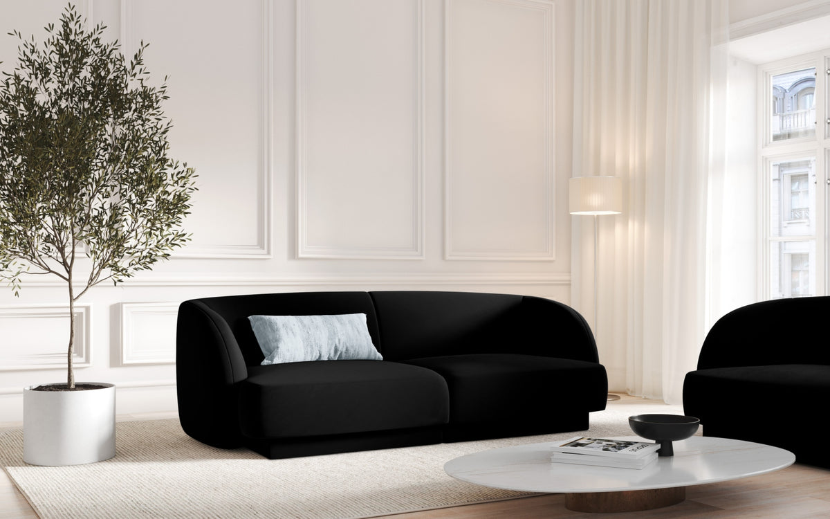 Miley Velour Sofa 2 Sitzer in Black-Bluvel präsentiert im Onlineshop von KAQTU Design AG. 2er Sofa ist von Micadoni