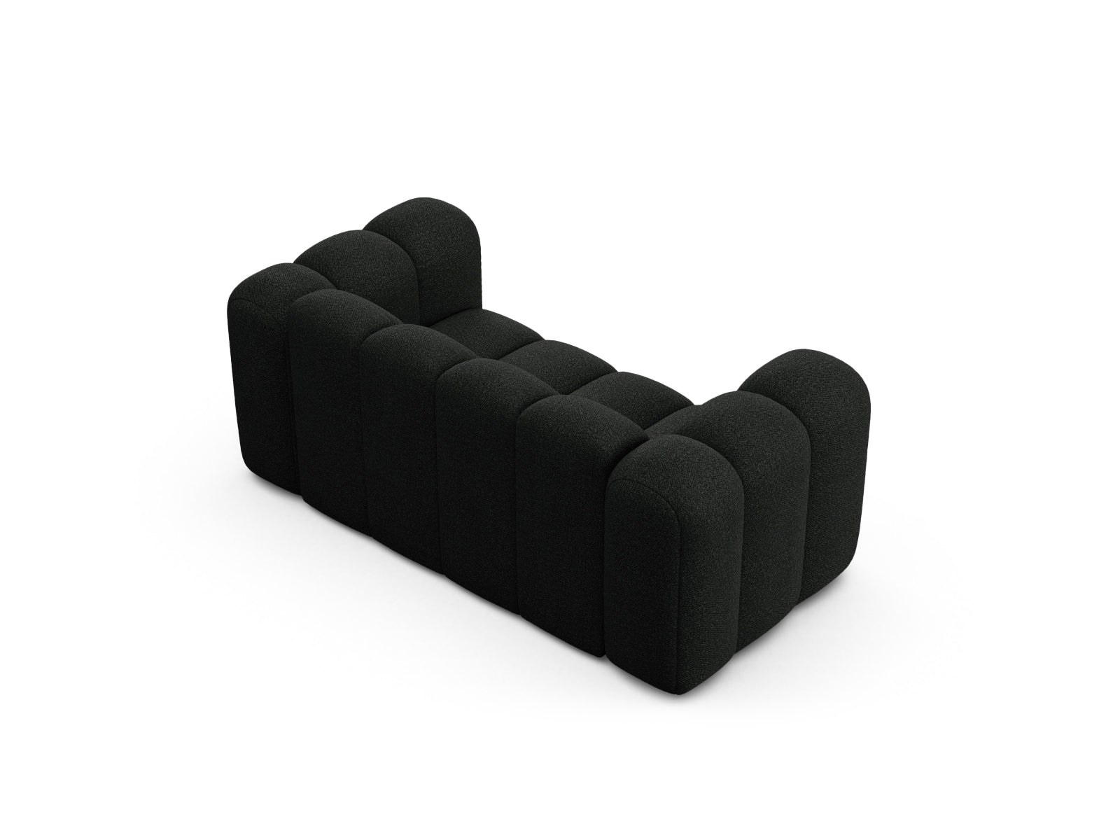 Modernes 2-Sitzer Sofa Lupine von Micadoni in elegantem Schwarz, perfekt für stilvolle Wohnzimmer und gemütliche Entspannung.