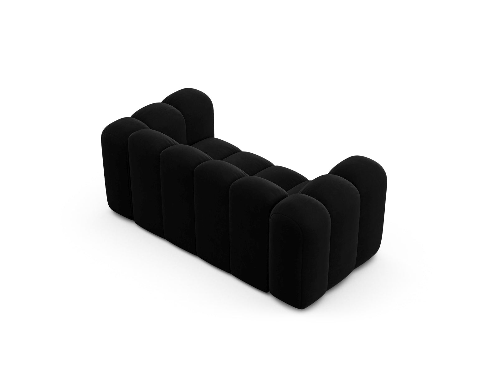 Modernes 2-Sitzer Sofa Lupine von Micadoni in elegantem Schwarz, perfekt für stilvolle Wohnzimmer und gemütliche Entspannung.