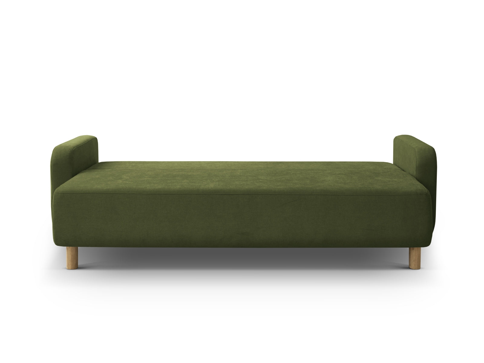 Elegantes 3-Sitzer Bettsofa Elen in Green-Wind, ideal für Gästeübernachtungen und mit praktischem Stauraum für Kissen und Decken.