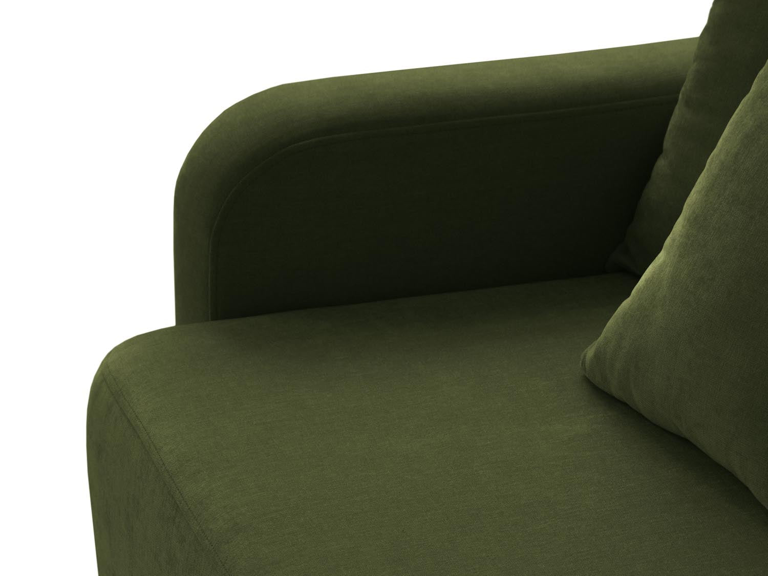 Elegantes 3-Sitzer Sofa Elen in der Farbe Green-Wind, ideal als Schlafsofa mit praktischem Stauraum für mehr Funktionalität.