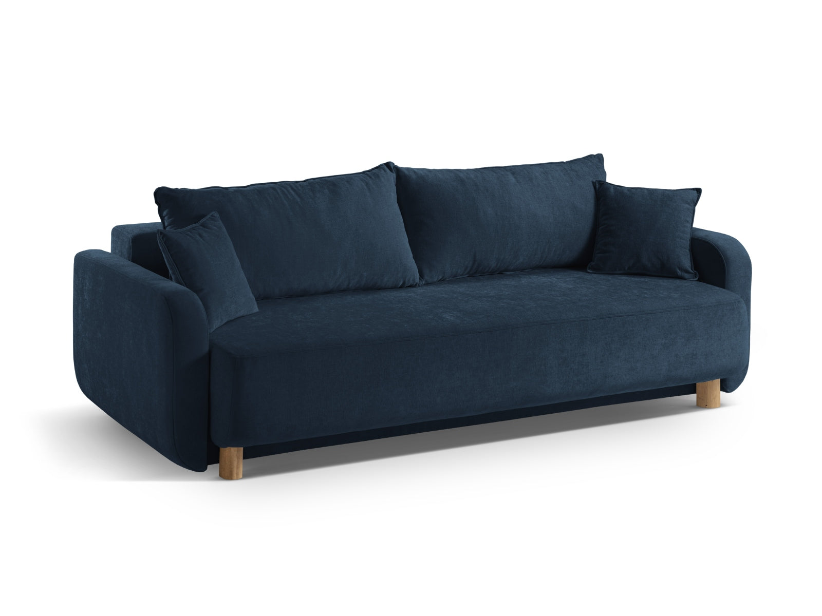 Modernes 3-Sitzer Elen Sofa in tiefem Blau, vielseitig einsetzbar mit Schlaf- und Stauraummöglichkeiten für jeden Wohnraum.