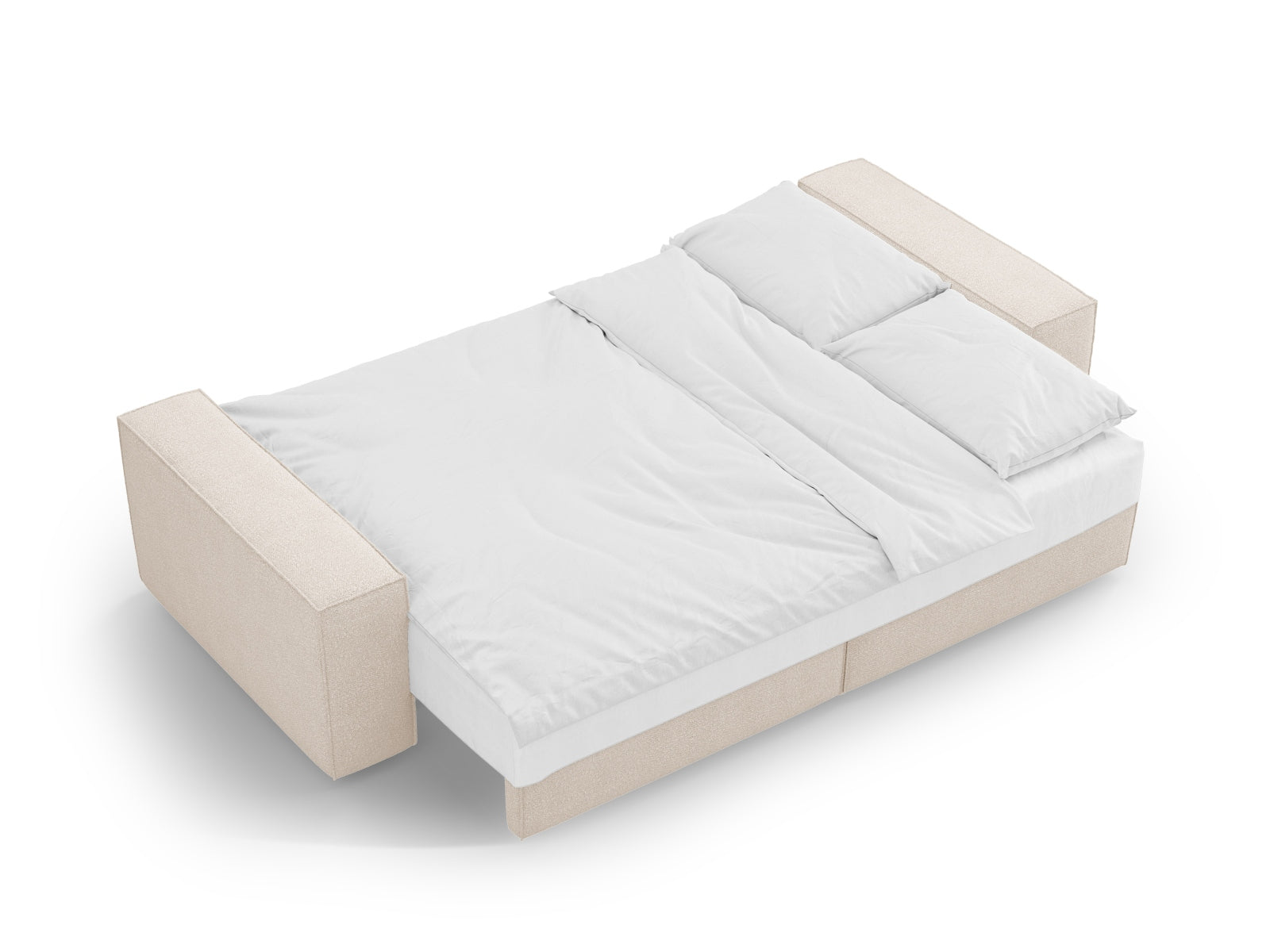 Entdecken Sie das Jodie Boucle Sofa von Micadoni – ein stilvolles 3-Sitzer Sofa mit Schlaffunktion und Stauraum für mehr Komfort und Ordnung.