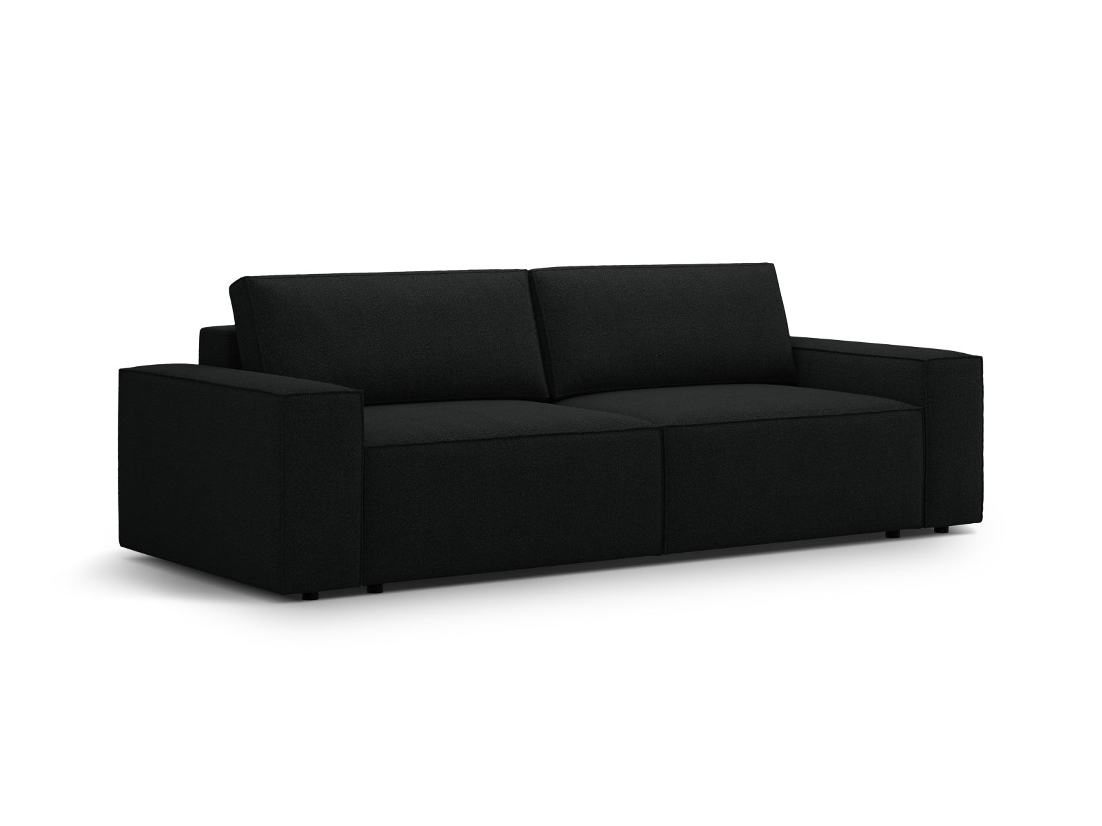 Jodie Boucle Sofa mit Schlaffunktion und Stauraumbox 3 Sitzer in Black-Baloo präsentiert im Onlineshop von KAQTU Design AG. Bettsofa ist von Micadoni