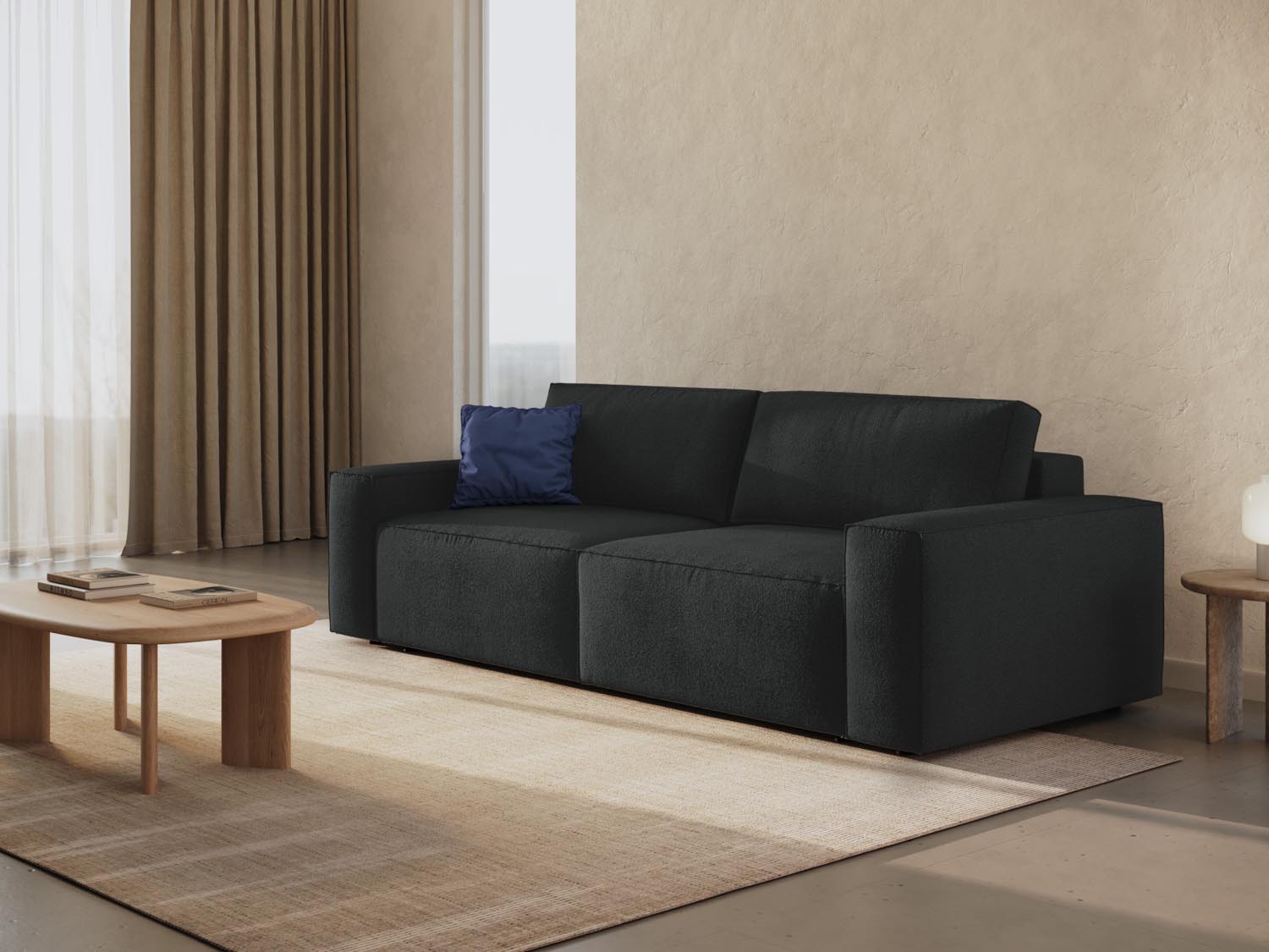 Entdecken Sie das Jodie Boucle Sofa von Micadoni: stilvoll, mit Schlaffunktion und Stauraum – ideal für Ihr Zuhause!