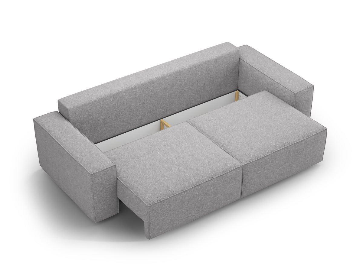 Jodie Boucle Sofa mit Schlaffunktion und Stauraumbox 3 Sitzer in Light Grey-Baloo präsentiert im Onlineshop von KAQTU Design AG. Bettsofa ist von Micadoni