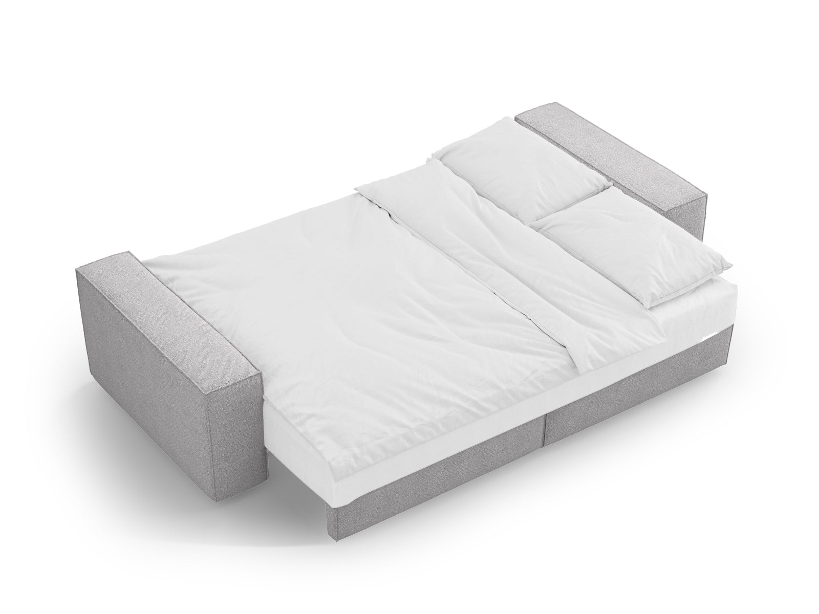 Jodie Boucle Sofa mit Schlaffunktion und Stauraumbox 3 Sitzer in Light Grey-Baloo präsentiert im Onlineshop von KAQTU Design AG. Bettsofa ist von Micadoni