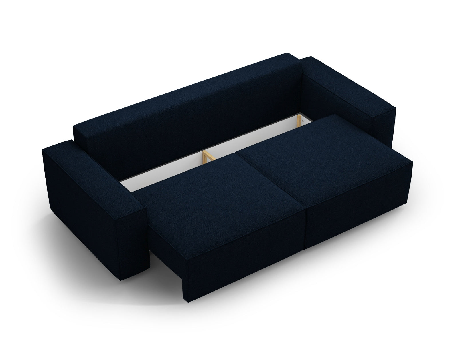 Jodie Boucle Sofa mit Schlaffunktion und Stauraumbox 3 Sitzer in Dark Blue-Baloo präsentiert im Onlineshop von KAQTU Design AG. Bettsofa ist von Micadoni