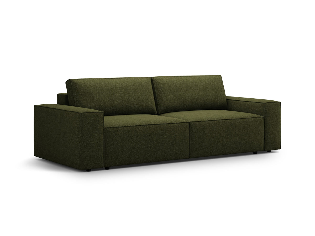 Jodie Boucle Sofa mit Schlaffunktion und Stauraumbox 3 Sitzer in Dark Olive Green-Baloo präsentiert im Onlineshop von KAQTU Design AG. Bettsofa ist von Micadoni