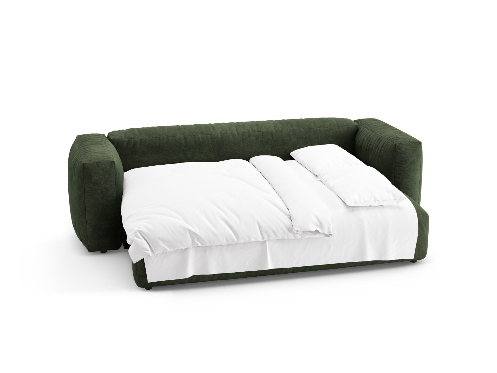Stylisches 3-Sitzer Sofa Martina in modernem Green-Vogue, perfekt für entspannte Abende und als praktische Schlaflösung.