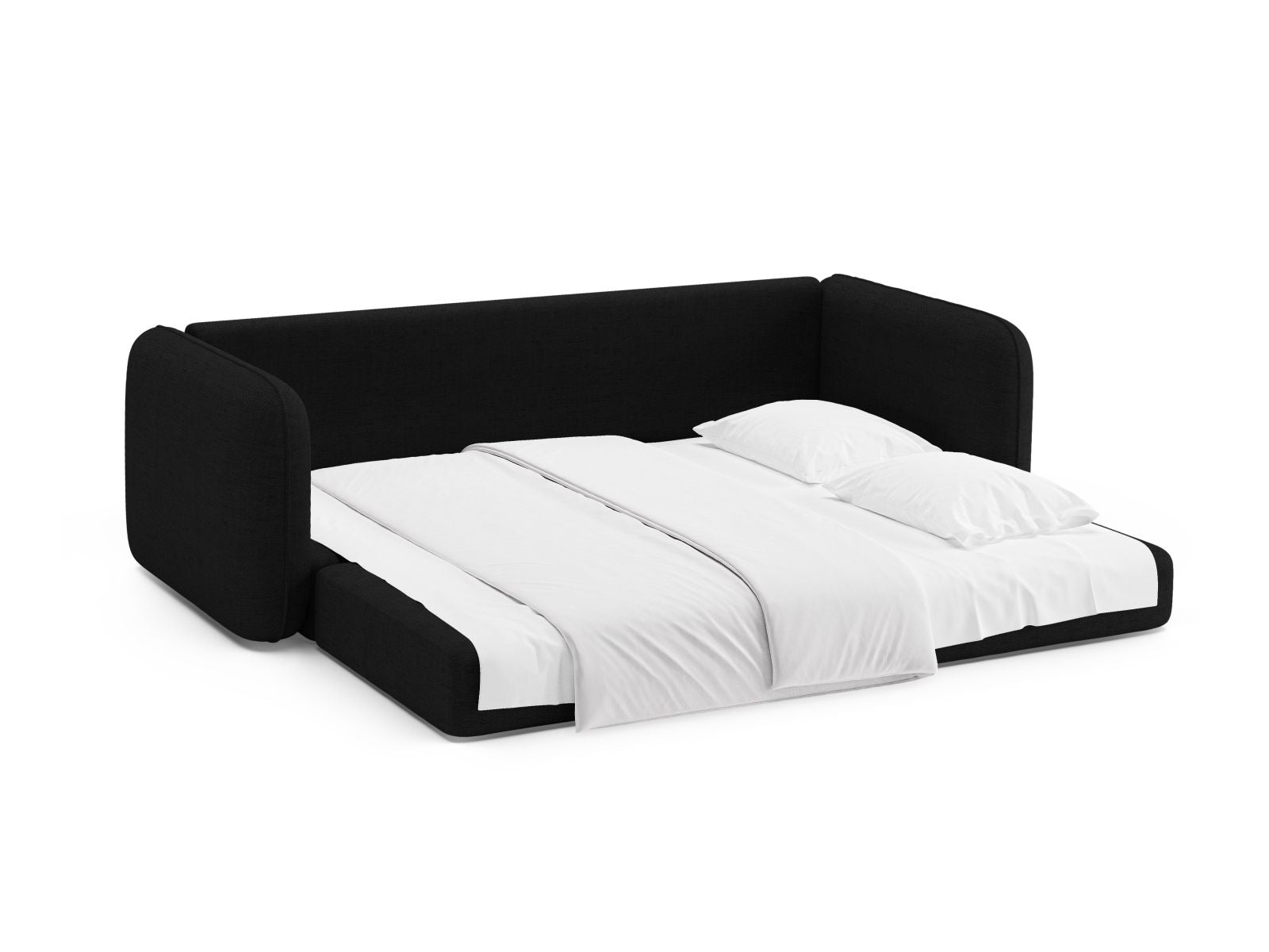 Elegantes 3-Sitzer Sofa Dormi von Micadoni in klassischem Schwarz, perfekt für entspannte Stunden und als praktisches Gästebett.