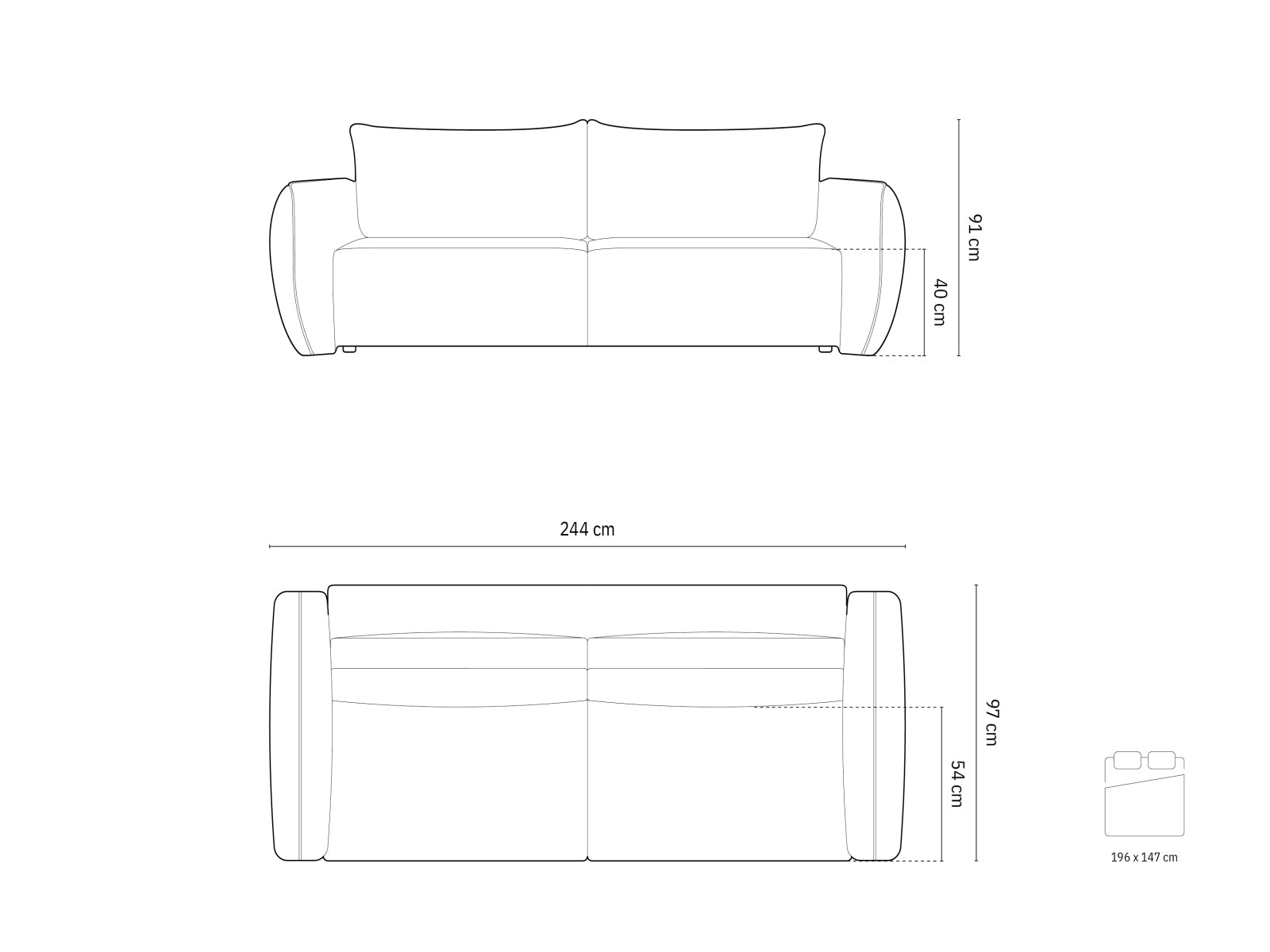 Beige 3-Sitzer Kaelle Sofa von Micadoni, ideal für Gästeübernachtungen, mit integrierter Stauraumbox für zusätzlichen Platz.