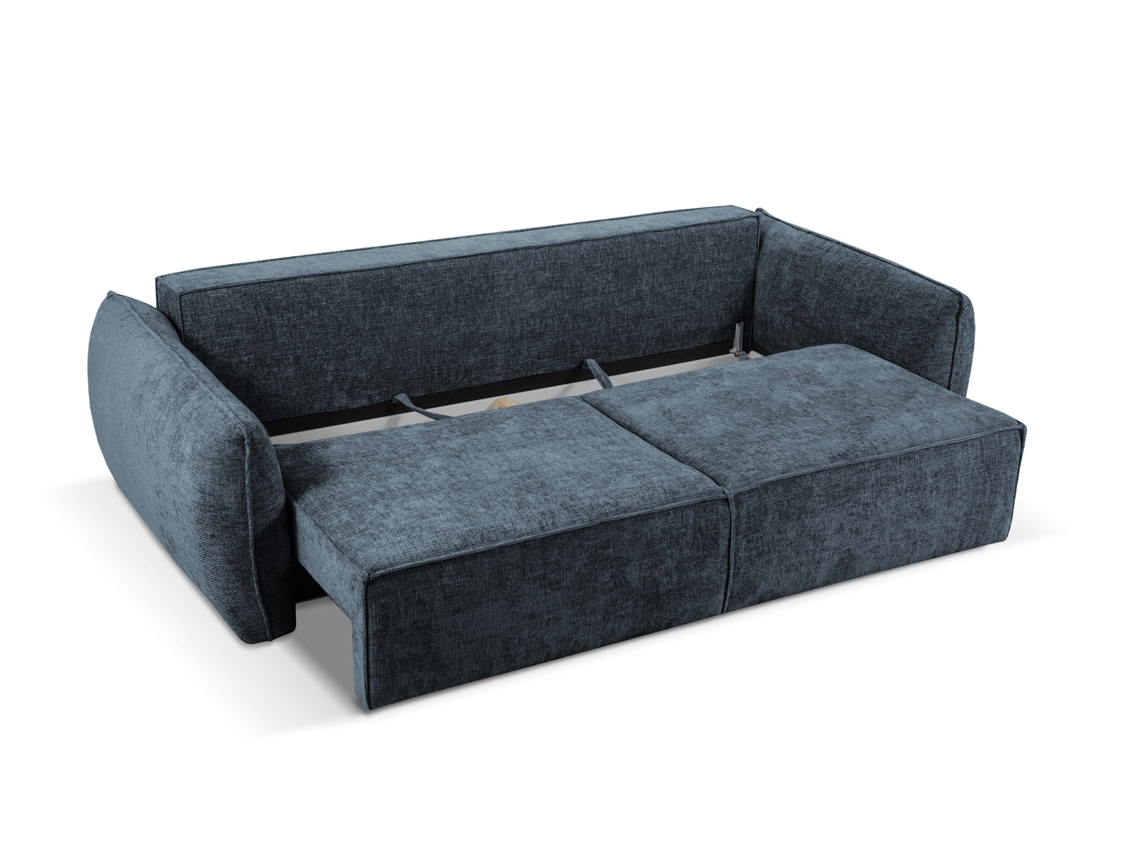 Stylisches Kaelle Sofa in Royalblau, 3-Sitzer mit Schlaffunktion und praktischem Stauraum für eine optimale Raumnutzung.