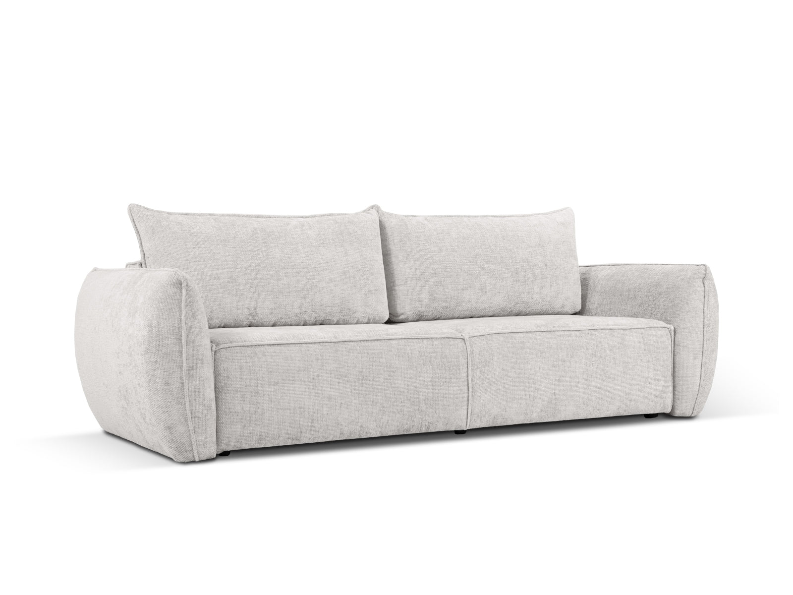 Stylisches Kaelle 3-Sitzer Sofa in Hellgrau mit Schlaffunktion und praktischer Stauraumbox, ideal für moderne Wohnräume.