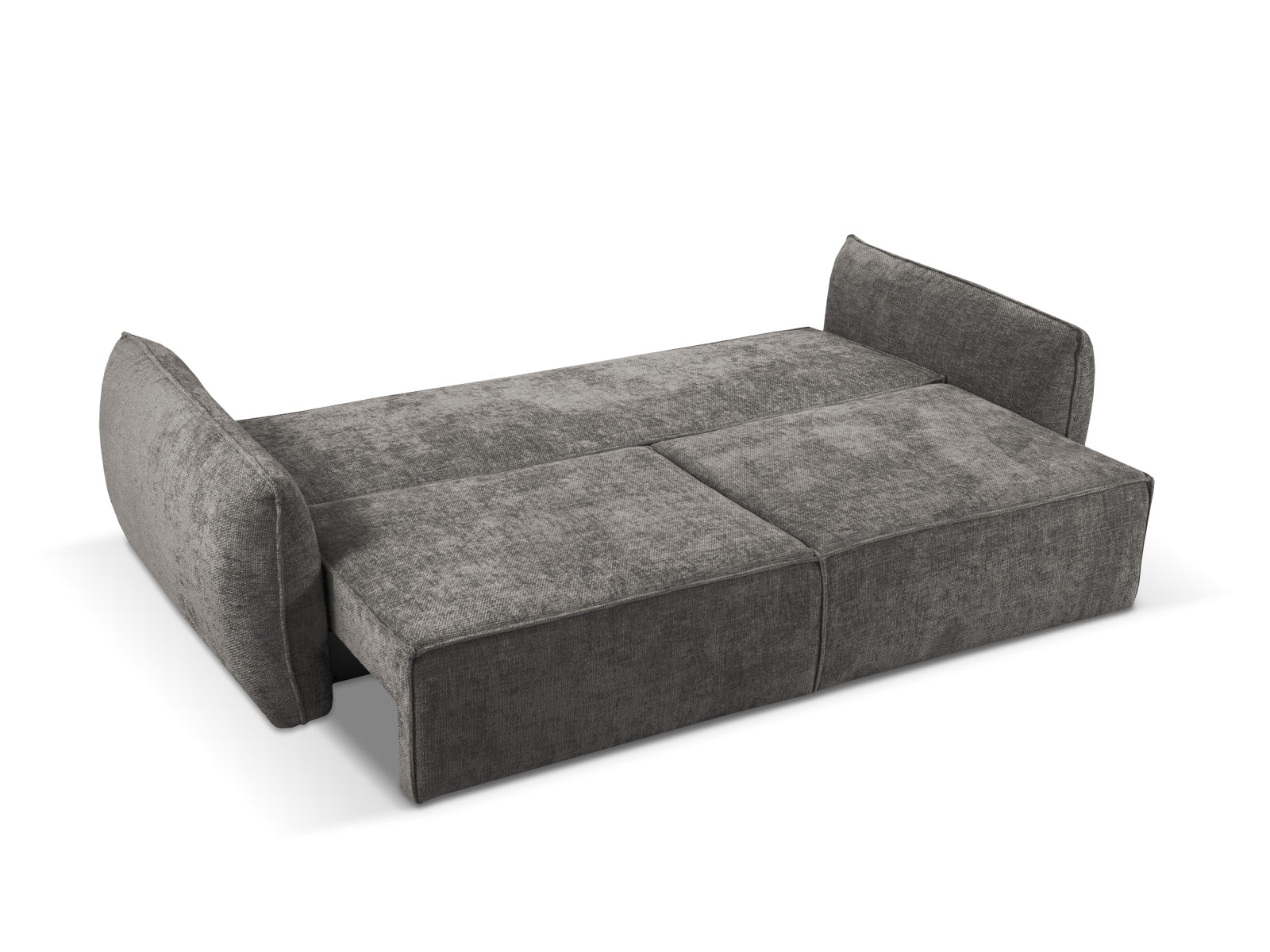 Elegantes 3-Sitzer Sofa Kaelle in Grau, ausgestattet mit Schlaffunktion und Stauraum, perfekt für vielseitige Wohnkonzepte.