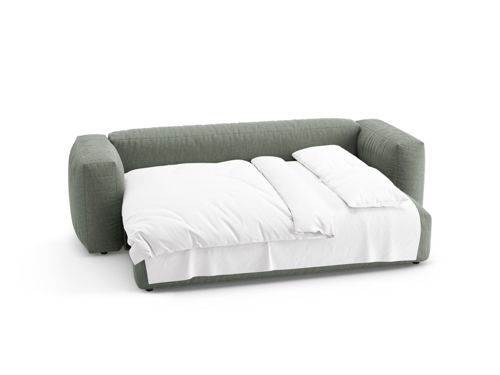 Stylisches 3-Sitzer Sofa Martina in Moss Green-Boston, perfekt für entspannte Abende und als praktisches Schlafsofa von Micadoni.