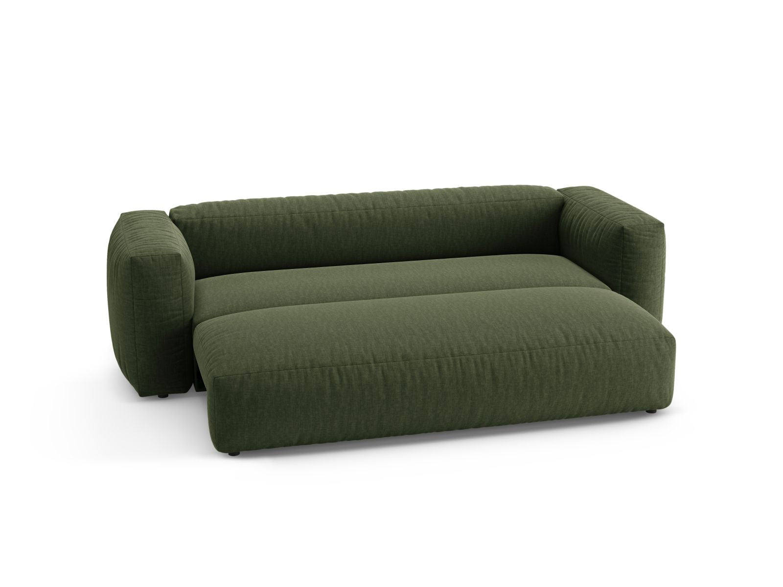 Elegantes 3-Sitzer Bettsofa Martina in stilvollem Grün, ideal für Wohnräume und als praktische Schlaflösung für Gäste.
