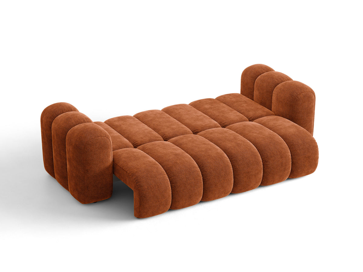 Micadoni Lupine 3er Sofa in leichtem Beige mit Bettfunktion, Stauraum im Bettkasten und schwarzen Kunststoffbeinen, Stoffbezug Eden 2 Pearl