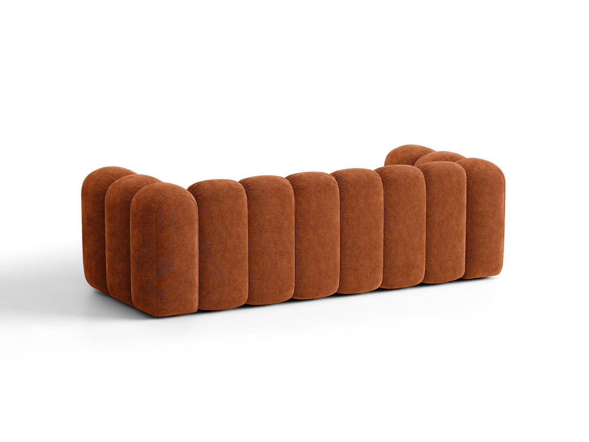 Micadoni Lupine 3er Sofa in leichtem Beige mit Bettfunktion, Stauraum im Bettkasten und schwarzen Kunststoffbeinen, Stoffbezug Eden 2 Pearl