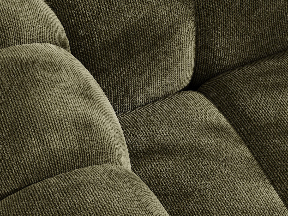 Micadoni Lupine 3er Sofa in leichtem Beige mit Bettfunktion, Stauraum im Bettkasten und schwarzen Kunststoffbeinen, Stoffbezug Eden 2 Pearl