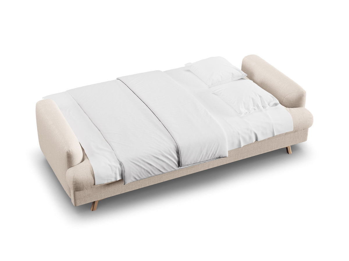 3-Sitzer Sofa Naomi mit Schlaffunktion und Stauraum in Beige-Liberty präsentiert im Onlineshop von KAQTU Design AG. Bettsofa ist von Micadoni