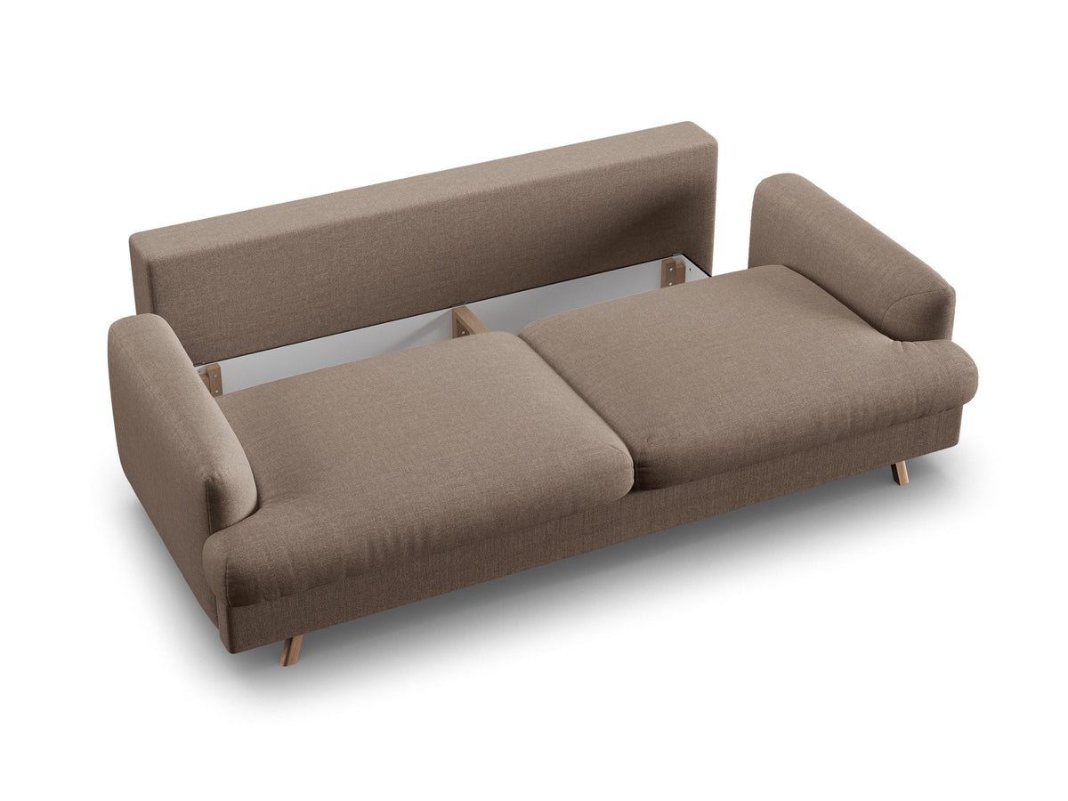 3-Sitzer Sofa Naomi mit Schlaffunktion und Stauraum in Cappuccino-Liberty präsentiert im Onlineshop von KAQTU Design AG. Bettsofa ist von Micadoni