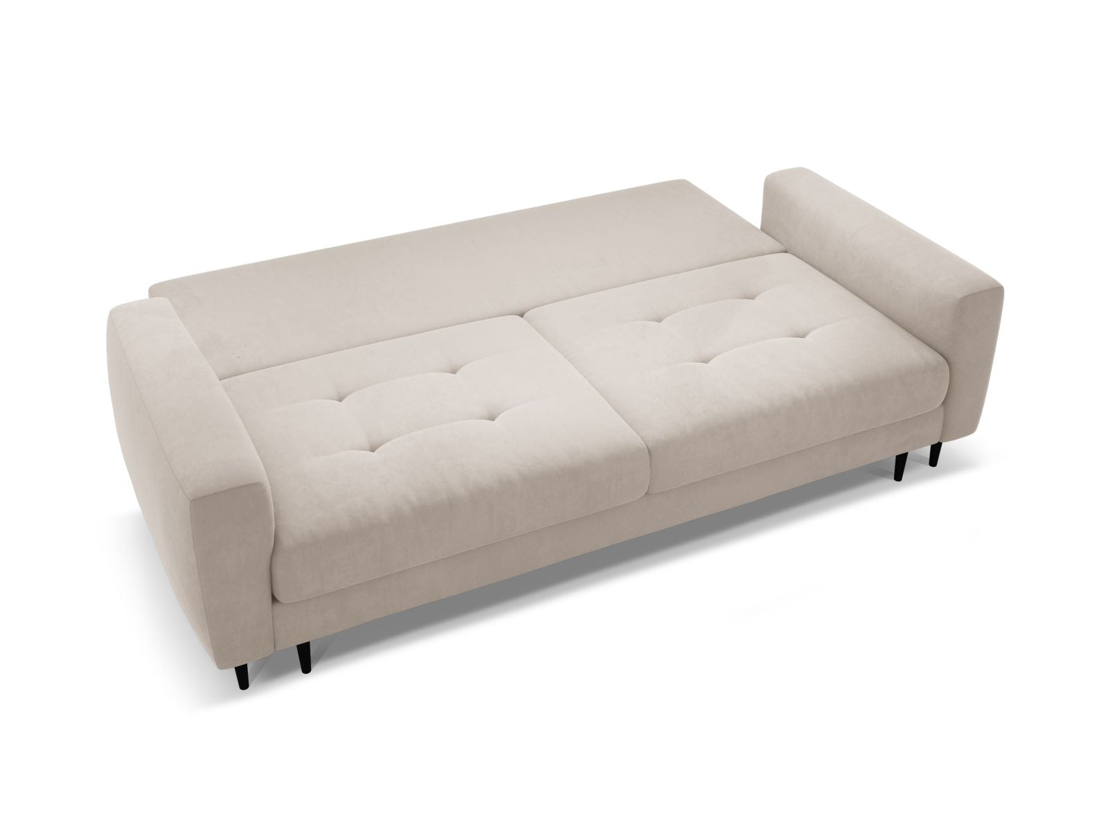 Beige 3-Sitzer Sofa Bemy von Micadoni, stilvolles Bettsofa mit Schlaffunktion und cleverem Stauraum für vielseitige Wohnlösungen.