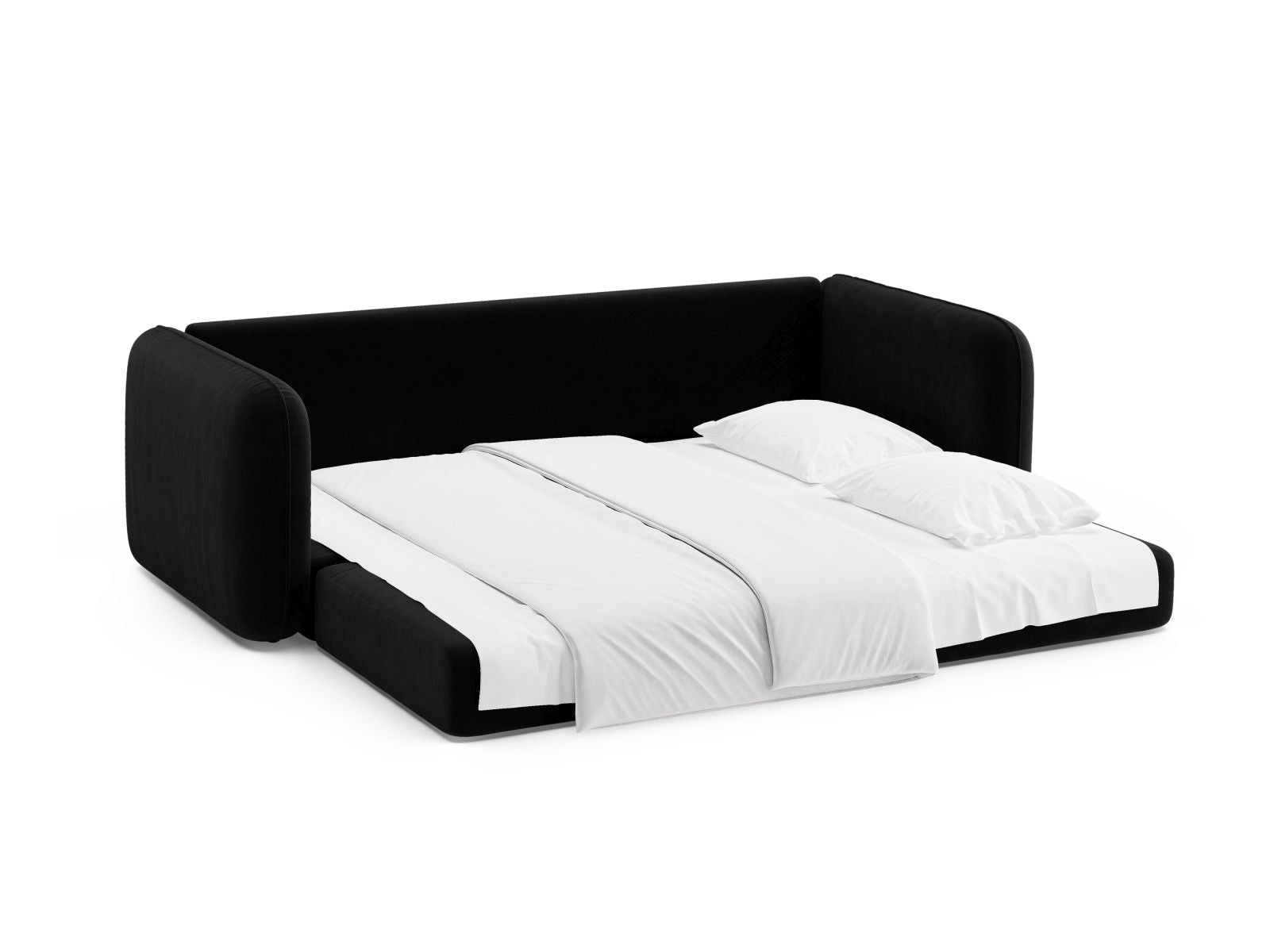 Elegantes 3-Sitzer Sofa Dormi von Micadoni in klassischem Schwarz, perfekt für entspannte Abende und als praktisches Schlafsofa.