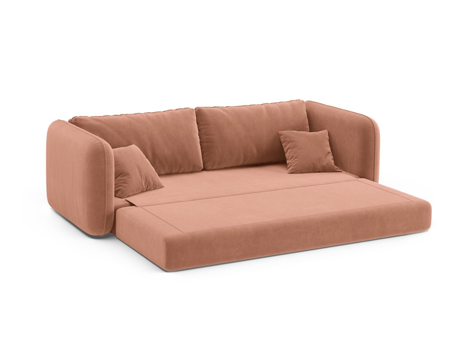 Stylisches 3-Sitzer Sofa Dormi in Pink-Salvador, ideal für entspannte Stunden und als funktionales Schlafsofa von Micadoni.