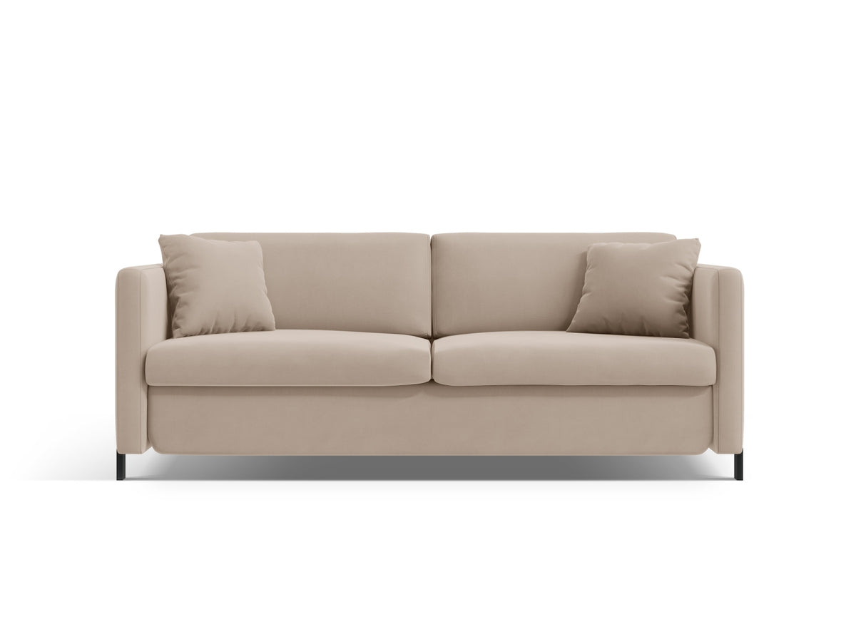 Gloria Velour Sofa mit Schlaffunktion 3 Sitzer in Beige-Salvador präsentiert im Onlineshop von KAQTU Design AG. Bettsofa ist von Micadoni