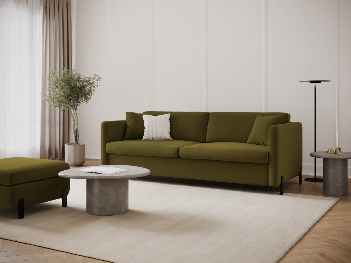 Gloria Velour Sofa mit Schlaffunktion 3 Sitzer in Green-Salvador präsentiert im Onlineshop von KAQTU Design AG. Bettsofa ist von Micadoni