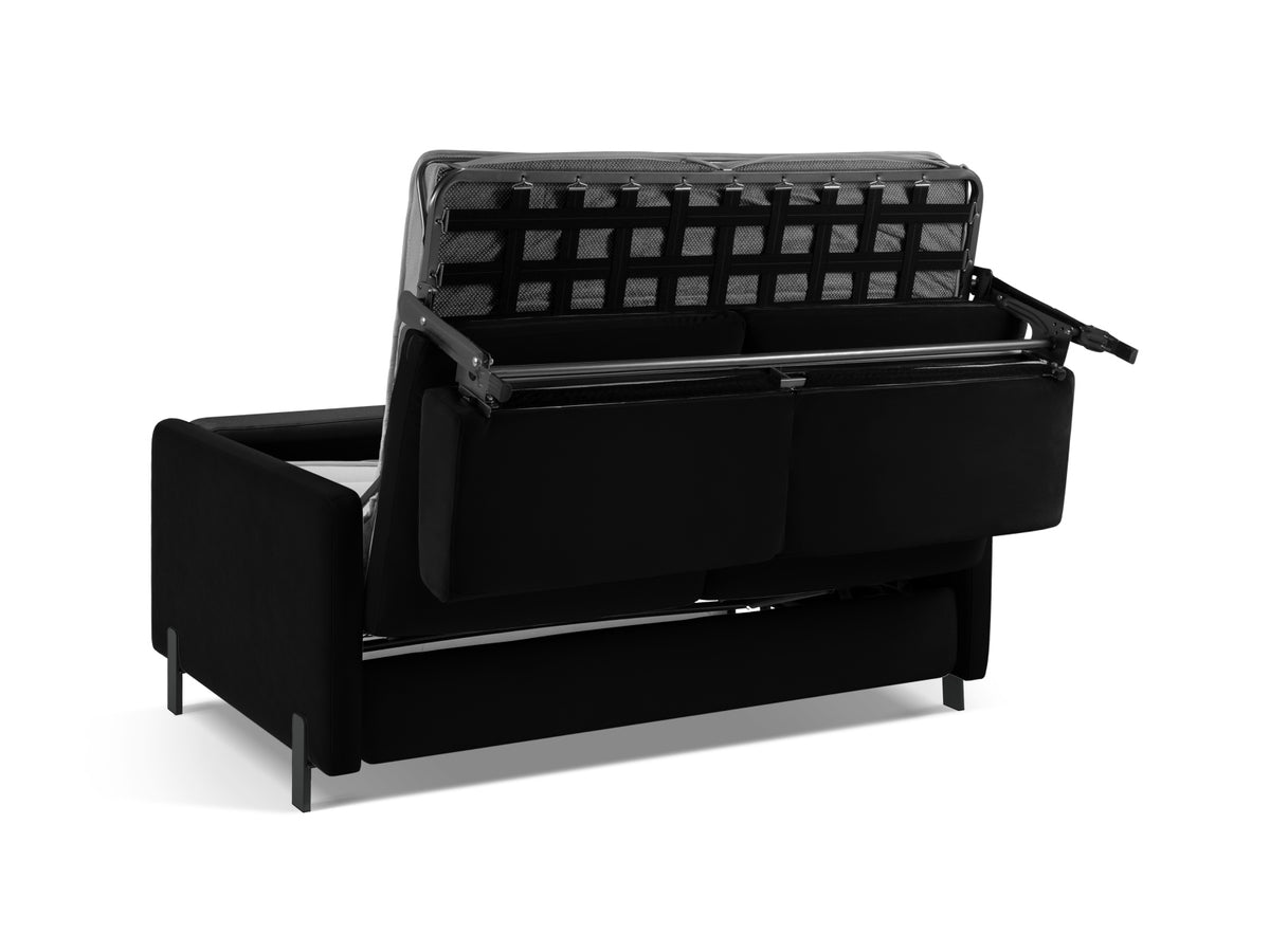 Gloria Velour Sofa mit Schlaffunktion 3 Sitzer in Black-Salvador präsentiert im Onlineshop von KAQTU Design AG. Bettsofa ist von Micadoni