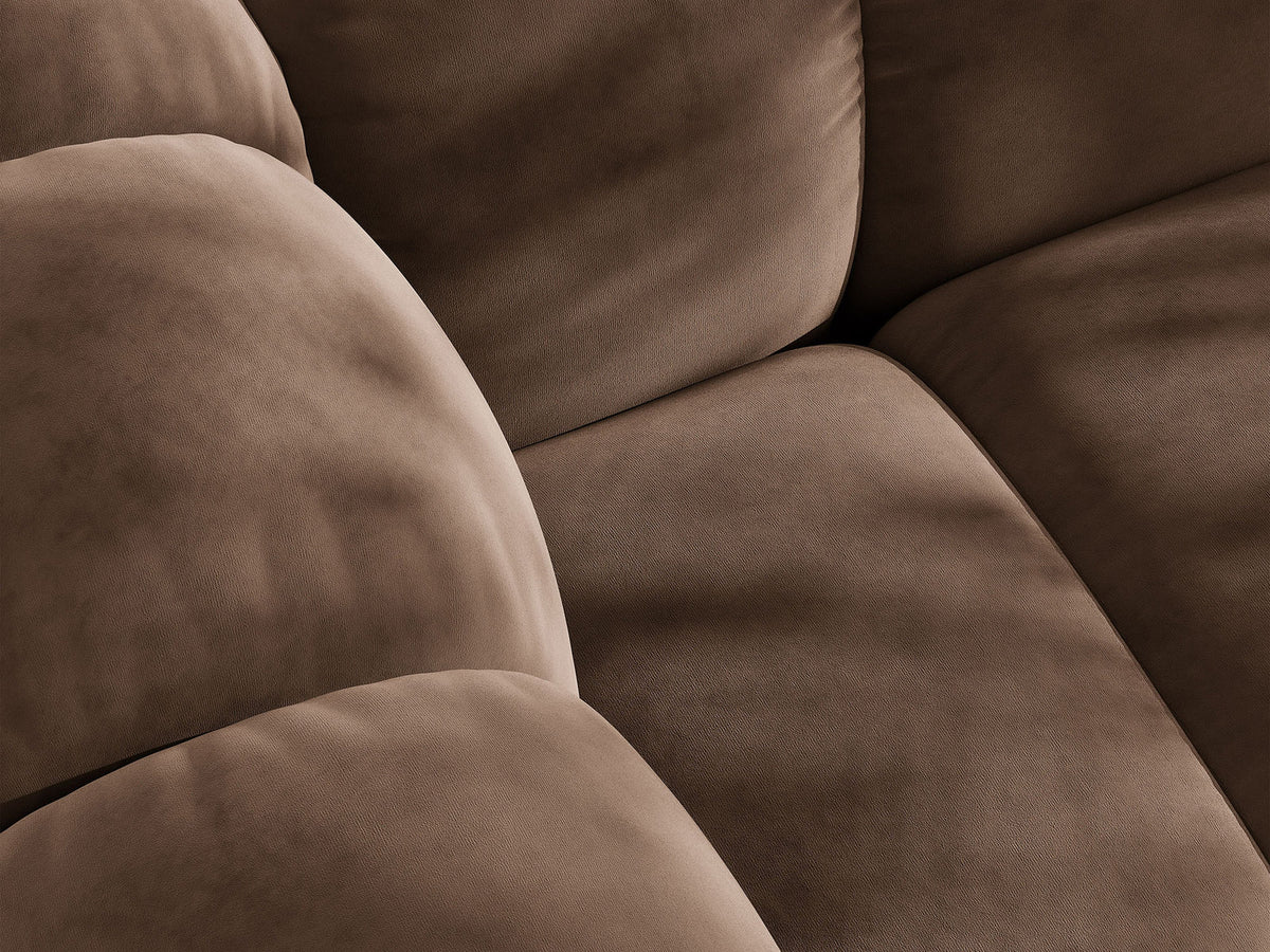 Micadoni Lupine 3er Sofa in leichtem Beige mit Bettfunktion, Stauraum im Bettkasten und schwarzen Kunststoffbeinen, Stoffbezug Eden 2 Pearl
