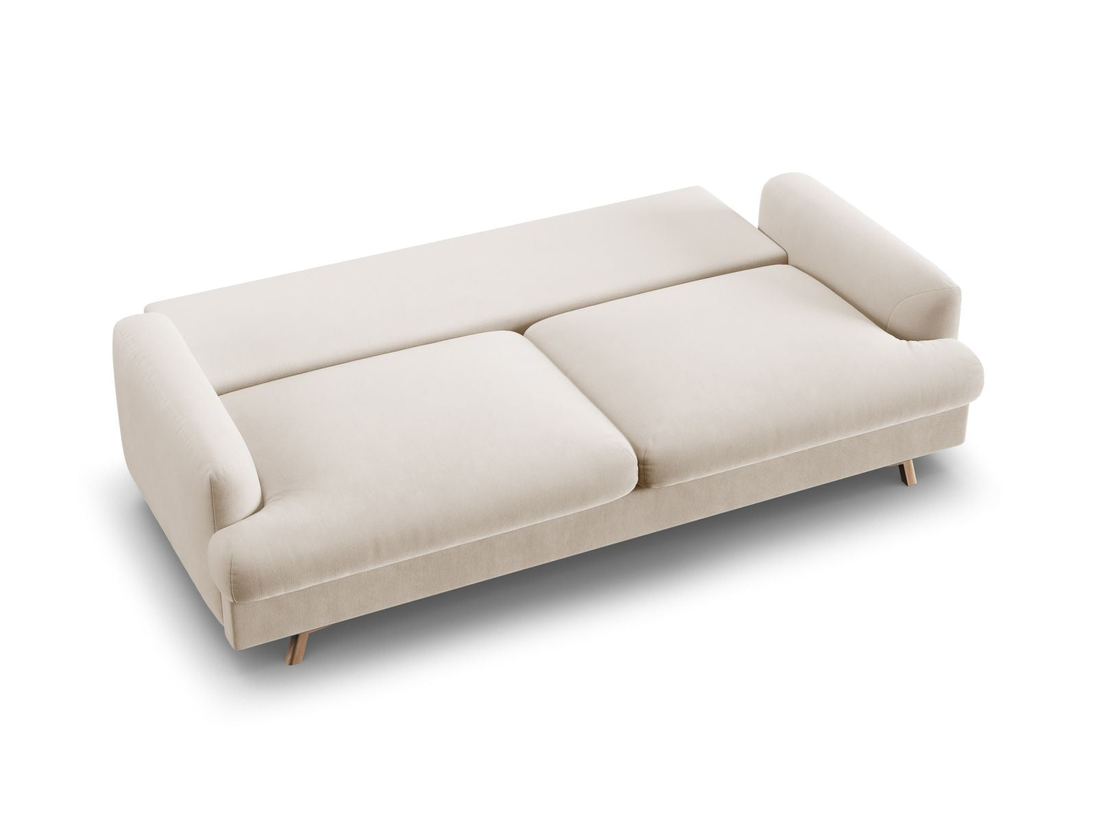 Beige 3-Sitzer Sofa Naomi von Micadoni, elegantes Bettsofa mit komfortabler Schlaffunktion und cleverem Stauraum für optimale Raumnutzung.