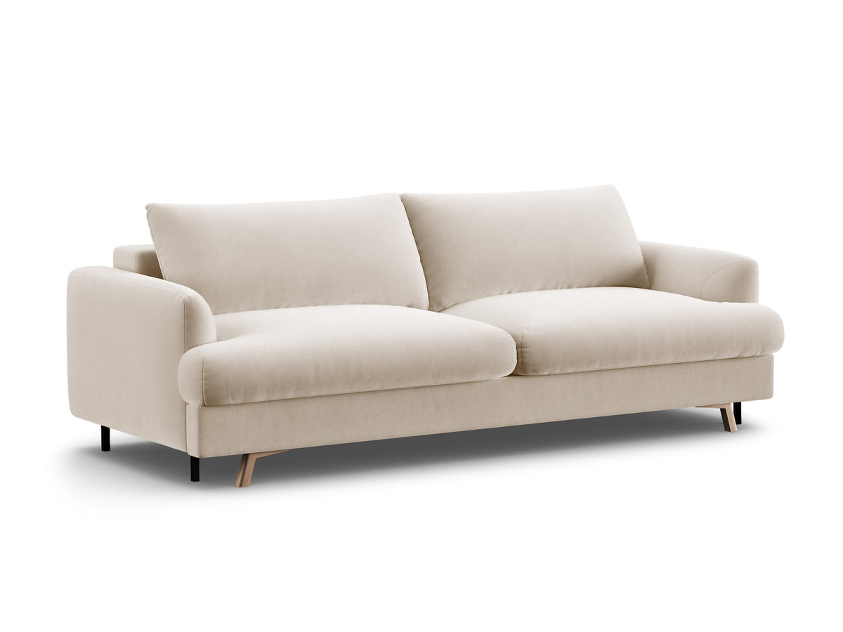 3-Sitzer Sofa Naomi mit Schlaffunktion und Stauraum in Beige-Salvador präsentiert im Onlineshop von KAQTU Design AG. Bettsofa ist von Micadoni