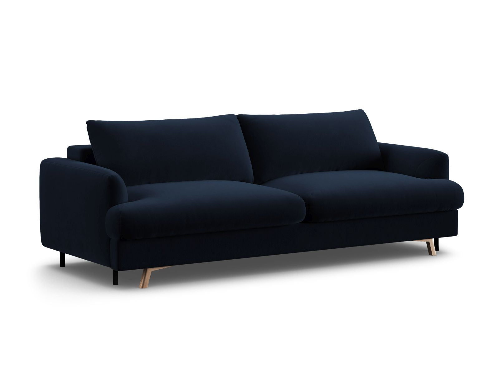 Elegantes 3-Sitzer Sofa Naomi in Royal Blue mit praktischer Schlaffunktion und Stauraum, ideal für modernes Wohnen.