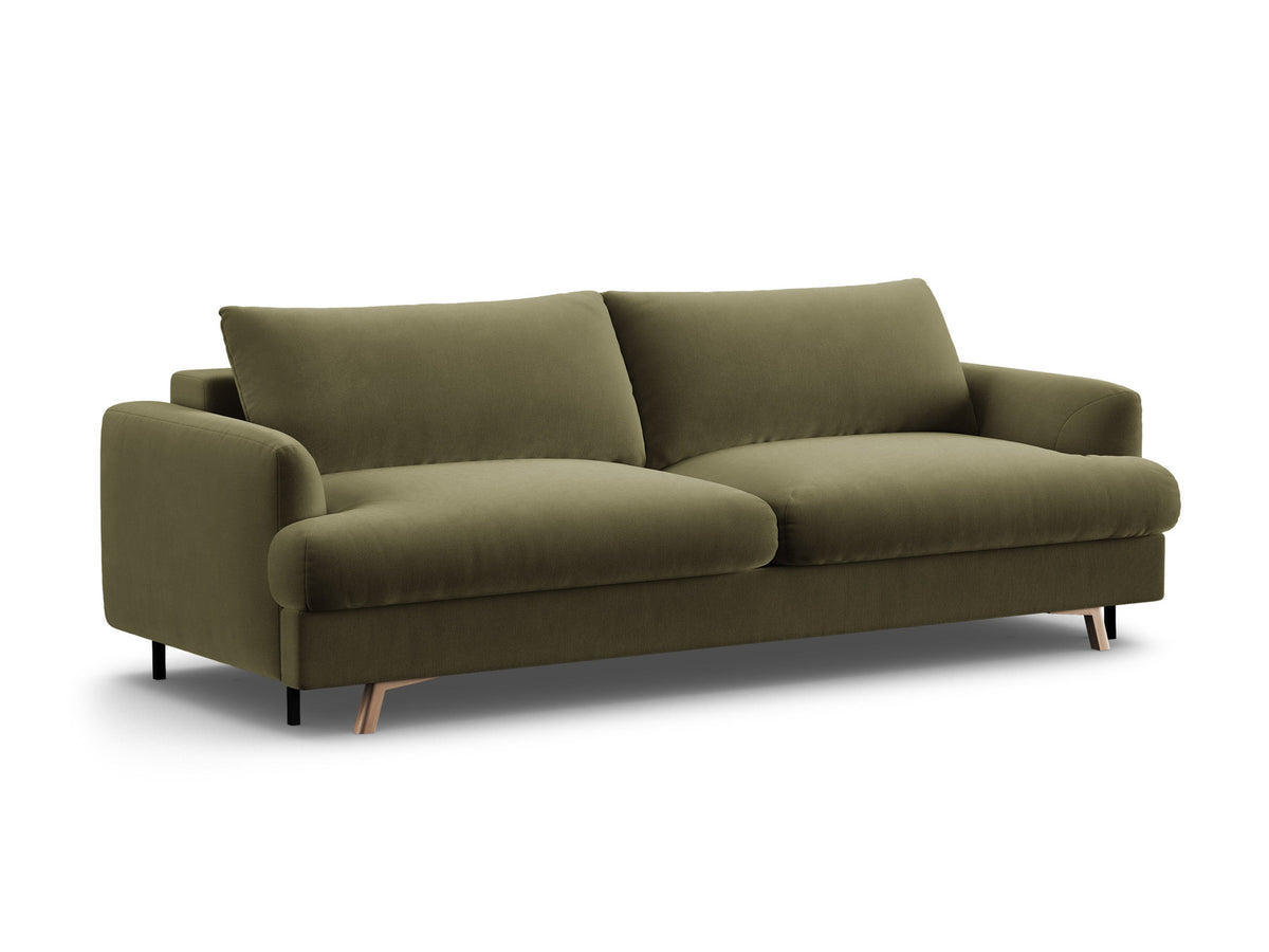 3-Sitzer Sofa Naomi mit Schlaffunktion und Stauraum in Green-Salvador präsentiert im Onlineshop von KAQTU Design AG. Bettsofa ist von Micadoni