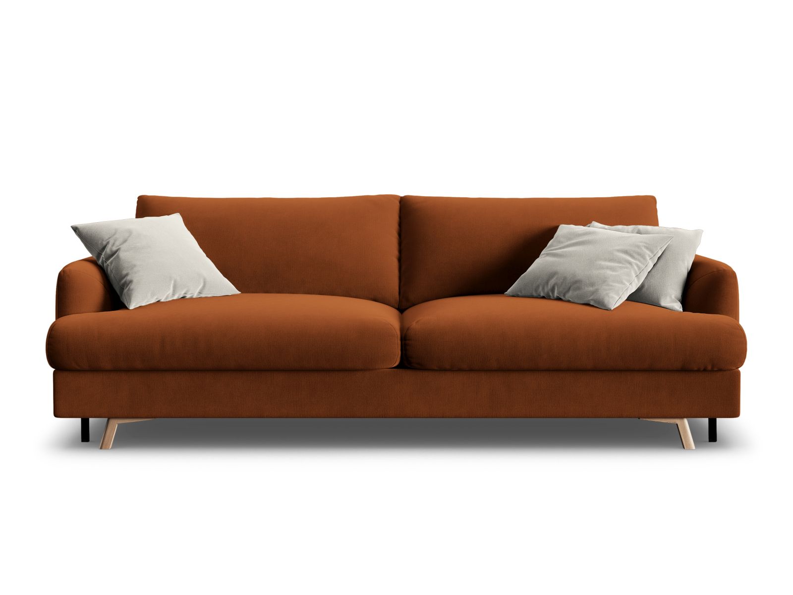 3-Sitzer Sofa Naomi mit Schlaffunktion und Stauraum in Terracotta-Salvador präsentiert im Onlineshop von KAQTU Design AG. Bettsofa ist von Micadoni