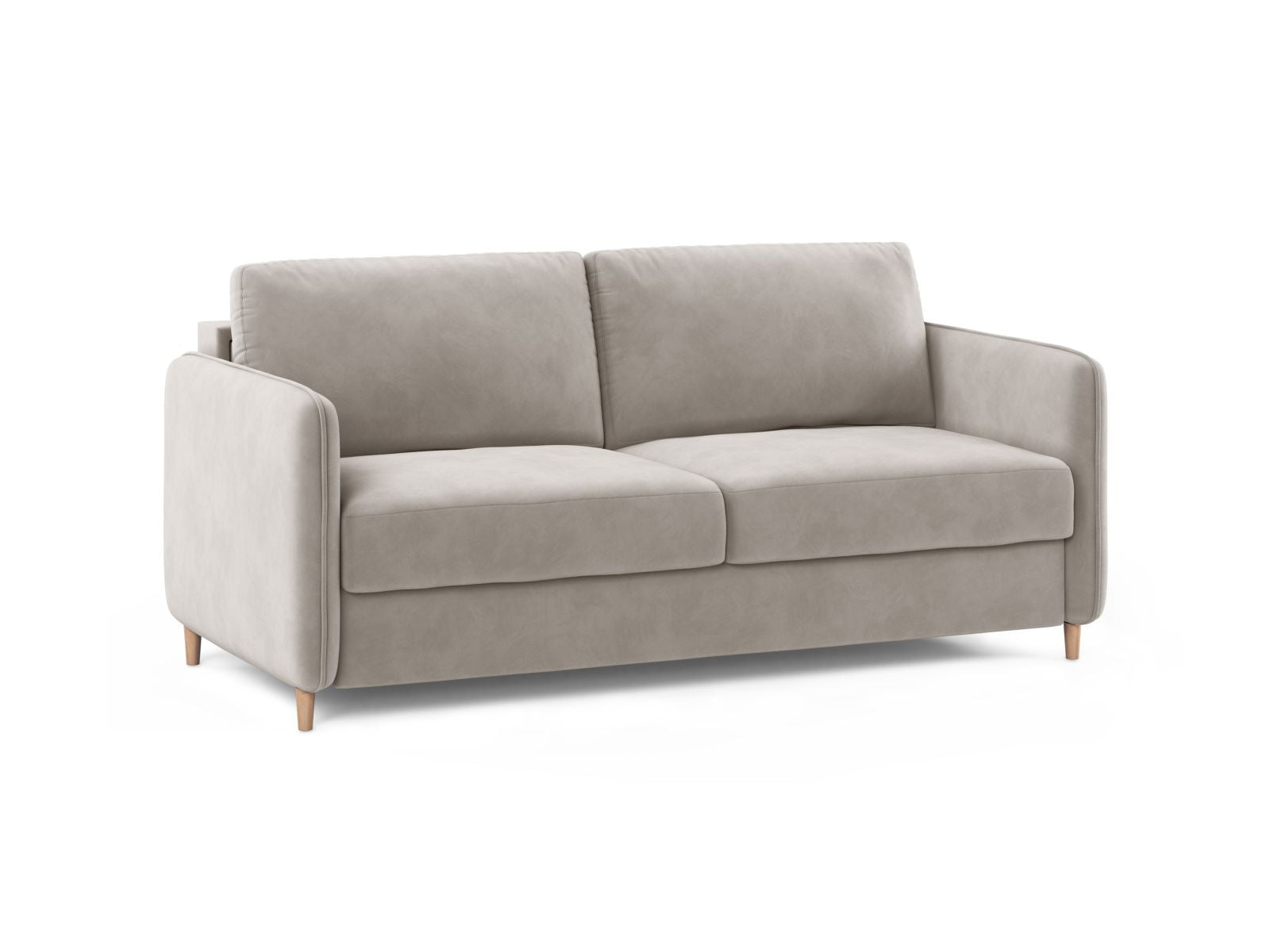 Beige 3-Sitzer Sofa Simo von Micadoni, vielseitig einsetzbar mit Schlaffunktion, ideal für Wohn- und Gästezimmer.