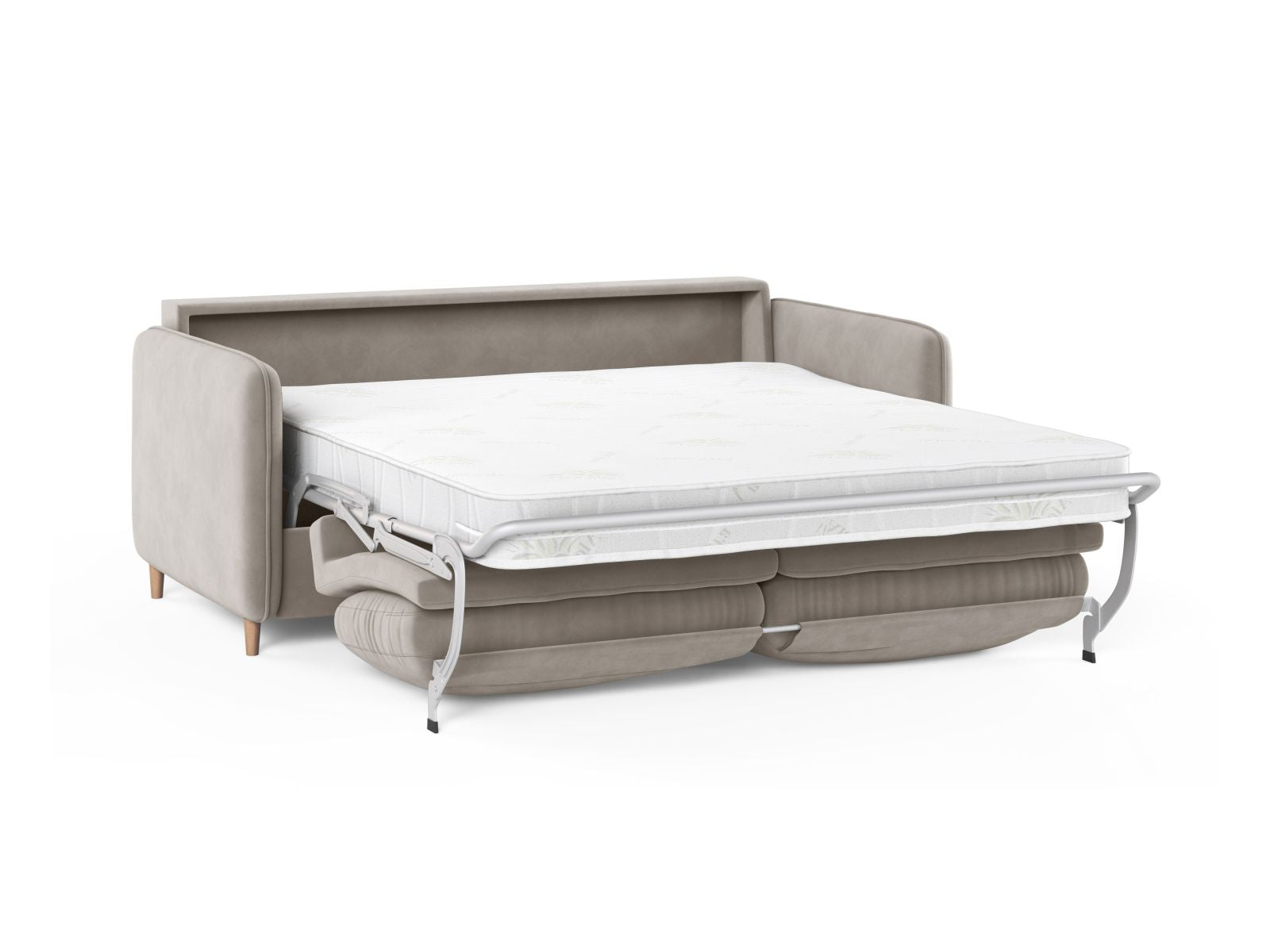 Beige 3-Sitzer Sofa Simo von Micadoni, stilvolles Bettsofa mit komfortabler Schlaffunktion, ideal für Gäste und gemütliche Stunden.