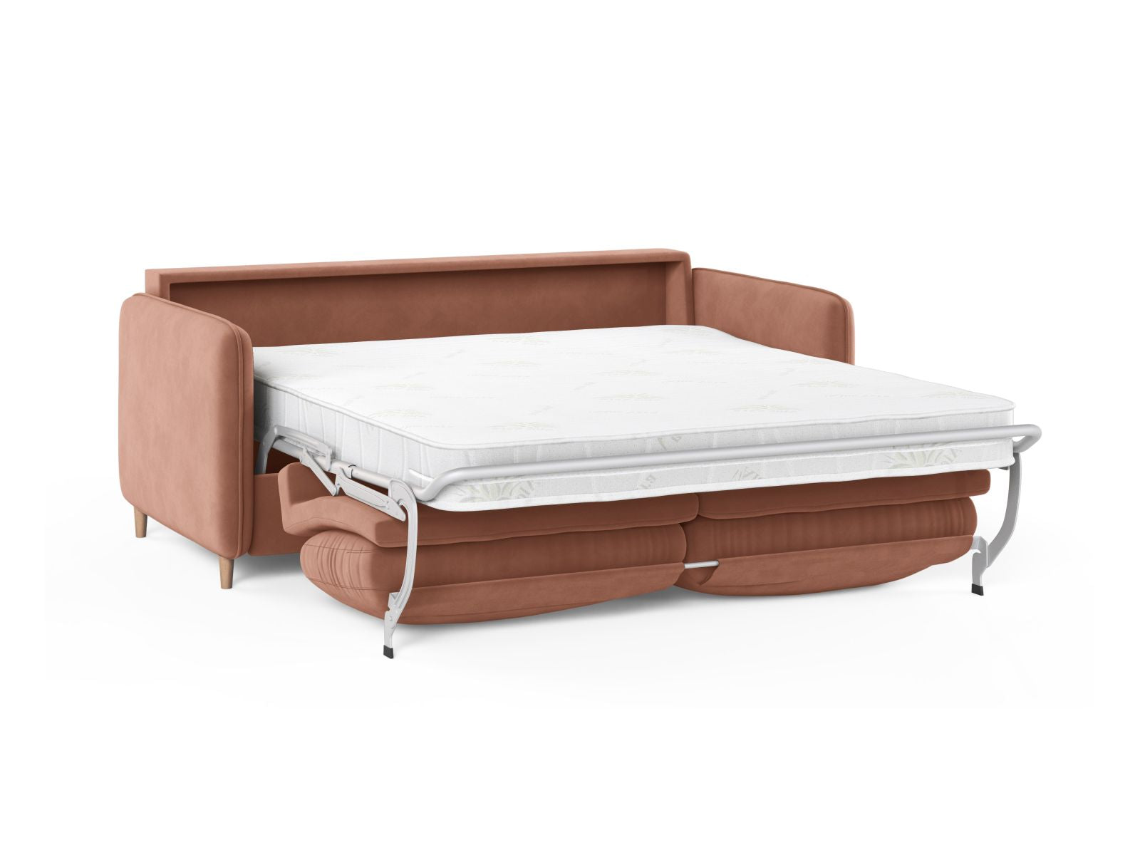 Modernes 3-Sitzer Sofa Simo in Pink-Salvador, ideal als Schlafsofa für Gäste, vereint Funktionalität und ansprechendes Design.