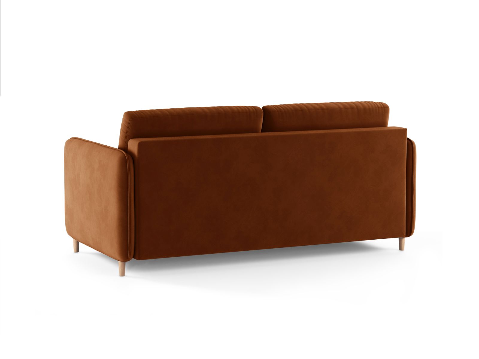 Modernes 3-Sitzer Bettsofa Simo in warmem Terracotta, perfekt für gemütliche Abende und als komfortable Schlafgelegenheit.