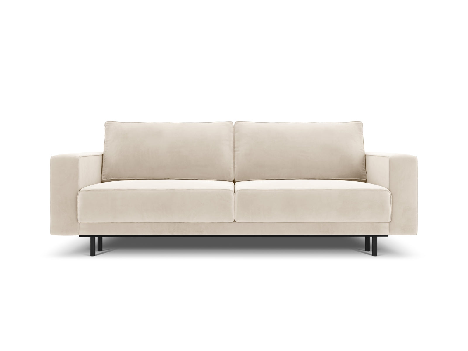 Caro Velour Sofa mit Schlaffunktion und Stauraum 3 Sitzer in Light Beige-Bluvel präsentiert im Onlineshop von KAQTU Design AG. Bettsofa ist von Micadoni