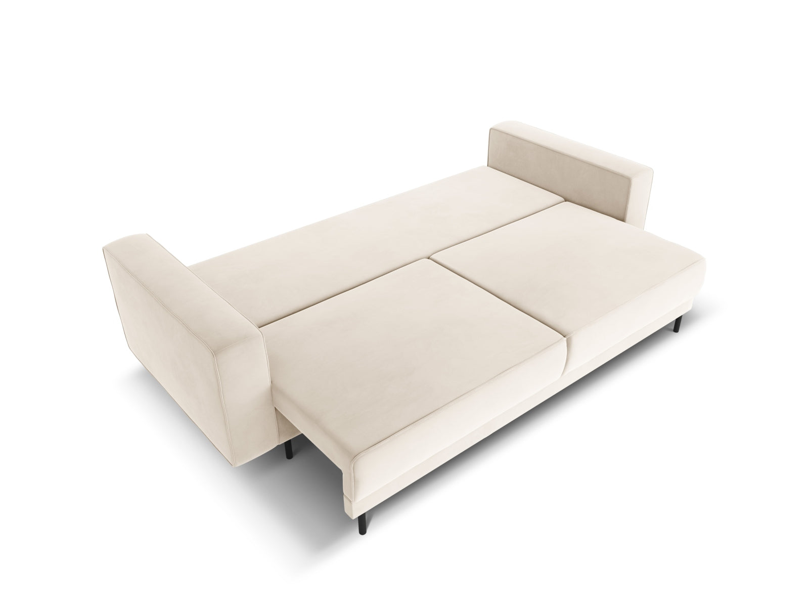 Elegantes 3-Sitzer Velours Sofa von Micadoni, ideal für Gästeübernachtungen und mit praktischem Stauraum für zusätzlichen Komfort.