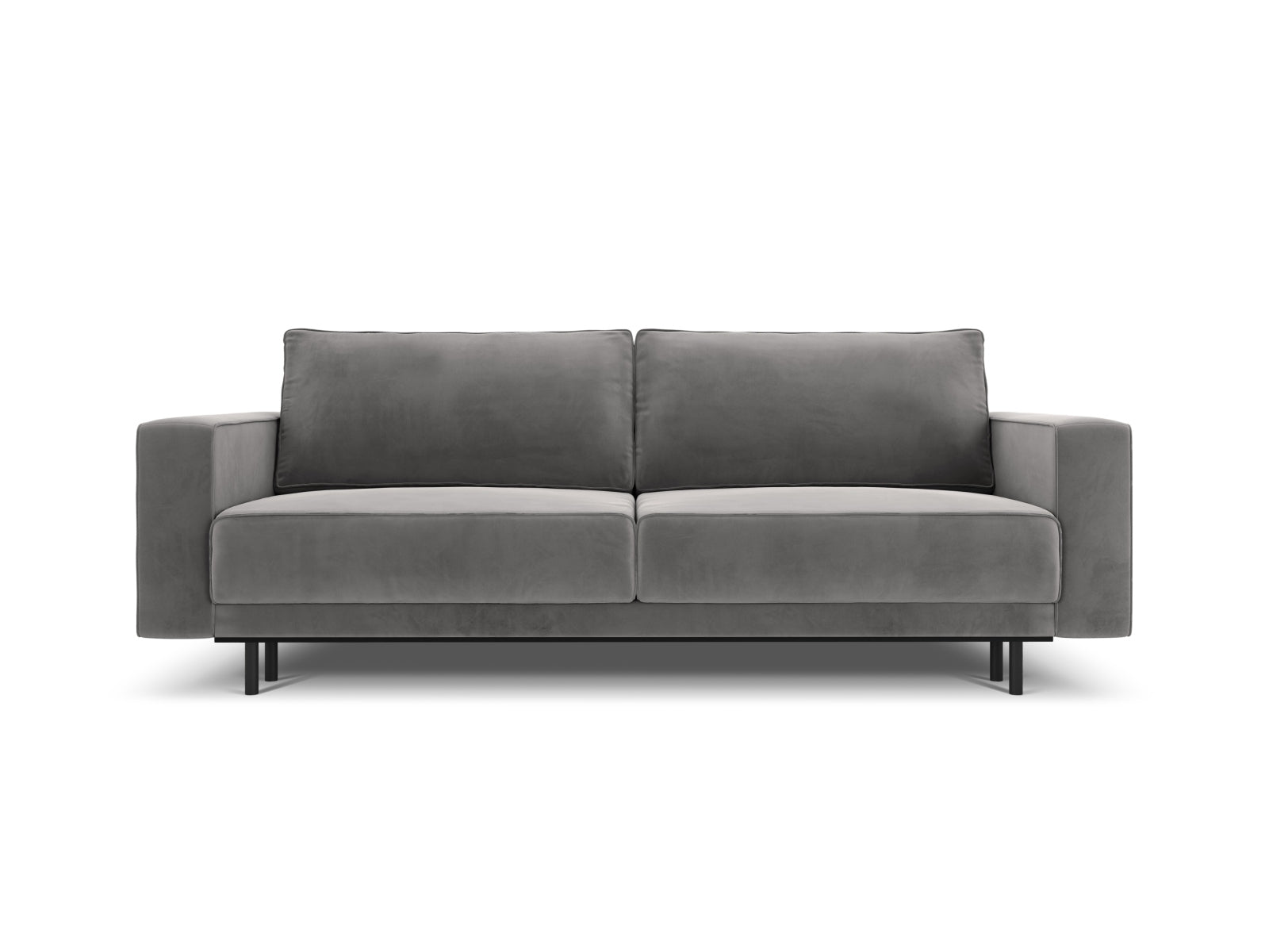 Caro Velour Sofa mit Schlaffunktion und Stauraum 3 Sitzer in Light Grey-Bluvel präsentiert im Onlineshop von KAQTU Design AG. Bettsofa ist von Micadoni
