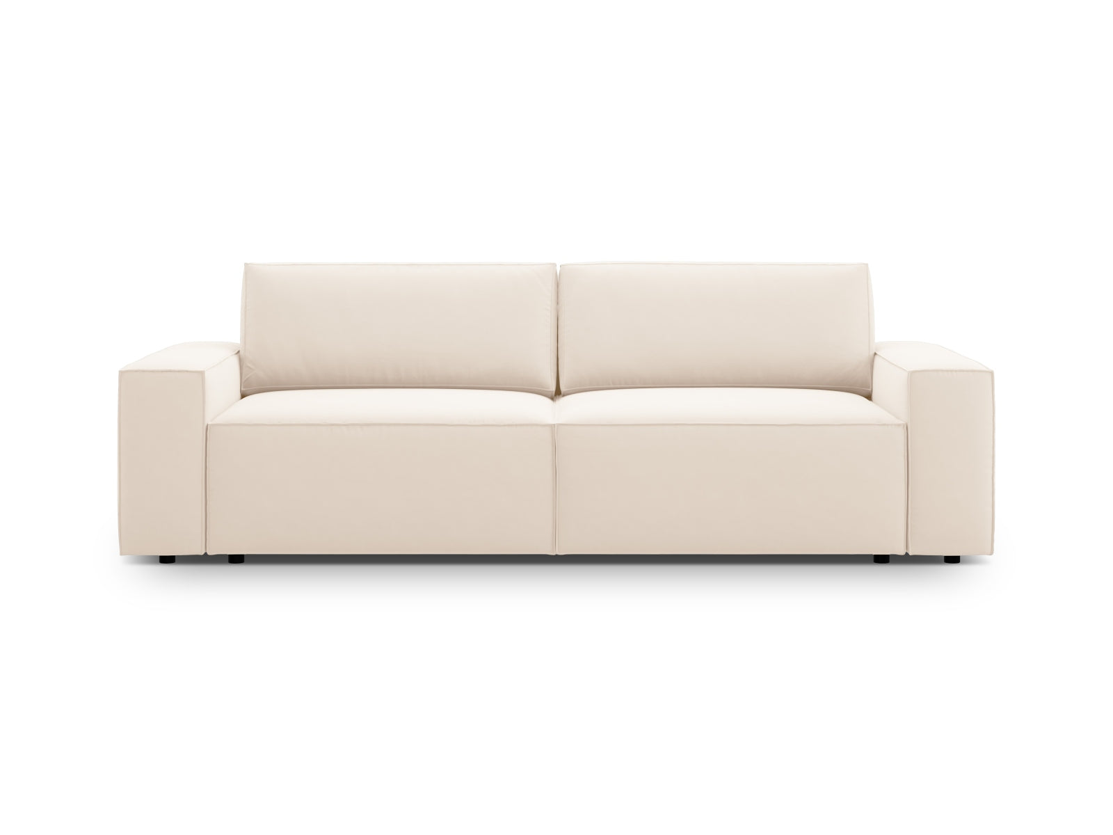 Jodie Velour Sofa mit Schlaffunktion und Stauraumbox 3 Sitzer in Light Beige-Bluvel präsentiert im Onlineshop von KAQTU Design AG. Bettsofa ist von Micadoni