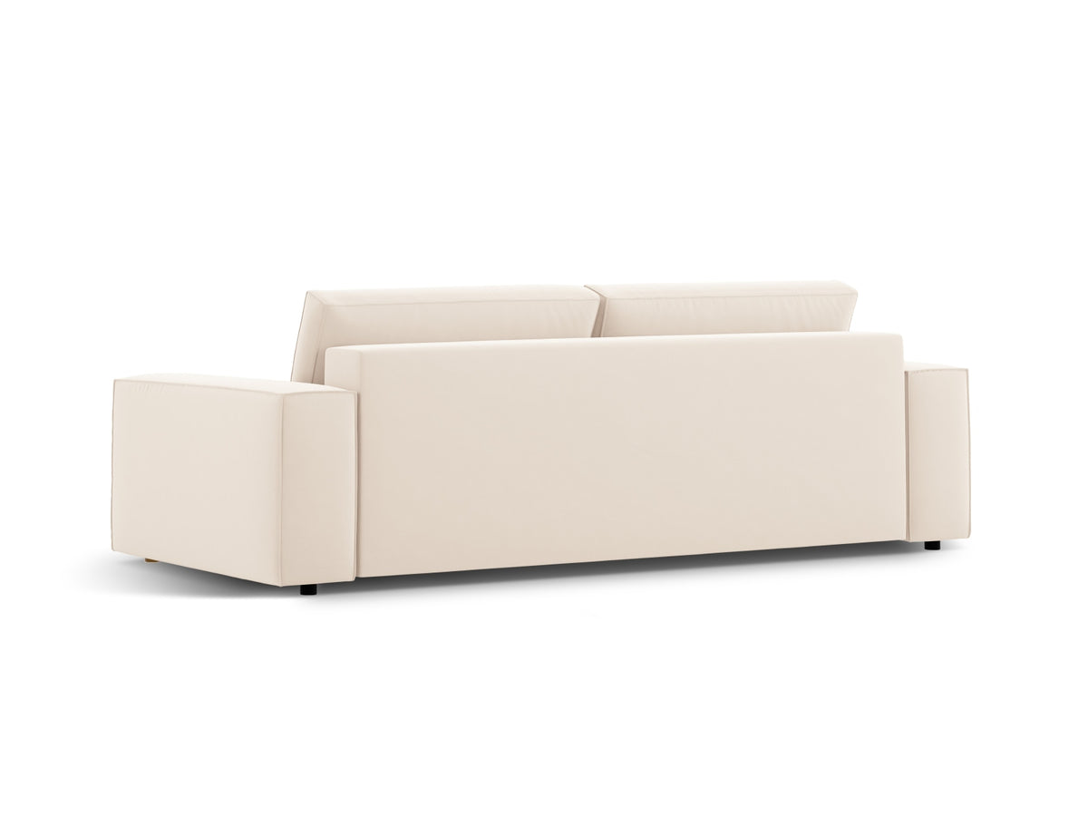Jodie Velour Sofa mit Schlaffunktion und Stauraumbox 3 Sitzer in Light Beige-Bluvel präsentiert im Onlineshop von KAQTU Design AG. Bettsofa ist von Micadoni