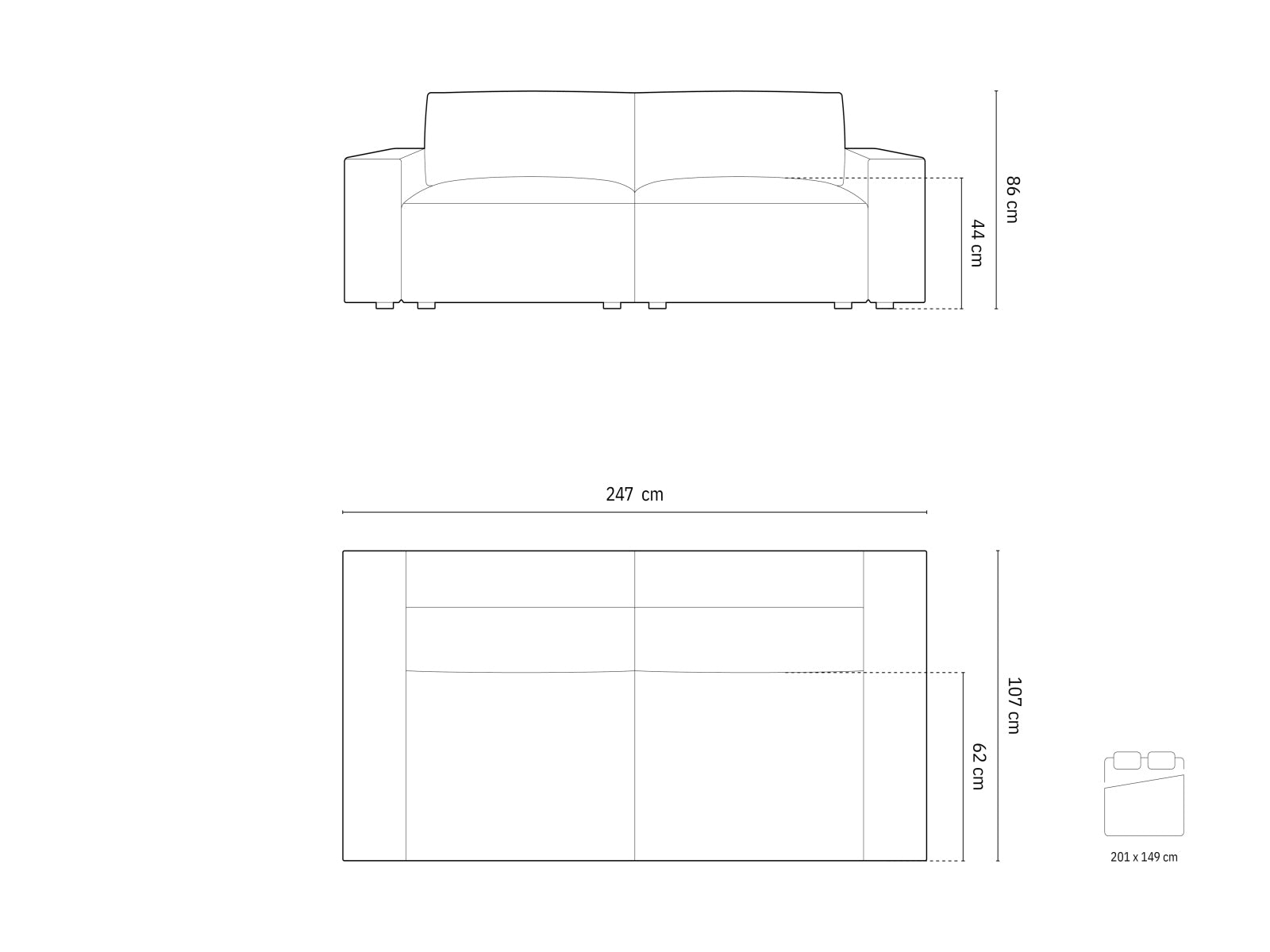 Elegantes 3-Sitzer Sofa Jodie aus Velours, ideal für Wohnräume, mit Schlaffunktion und integriertem Stauraum für eine praktische Nutzung.
