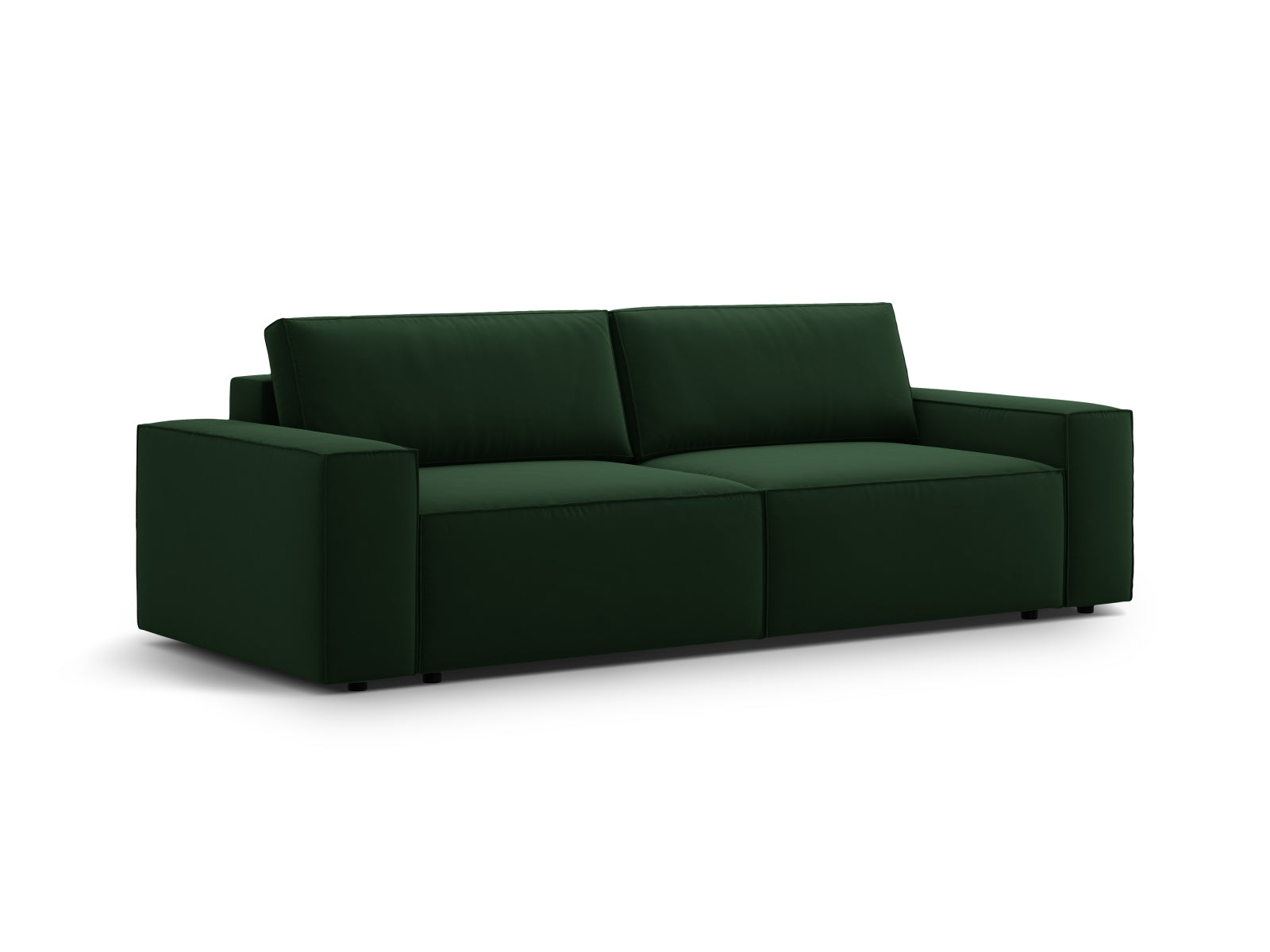 Stilvolles 3-Sitzer Sofa Jodie aus Velours in Flaschengrün, multifunktional mit Schlaffunktion und praktischem Stauraum für Ihr Zuhause.