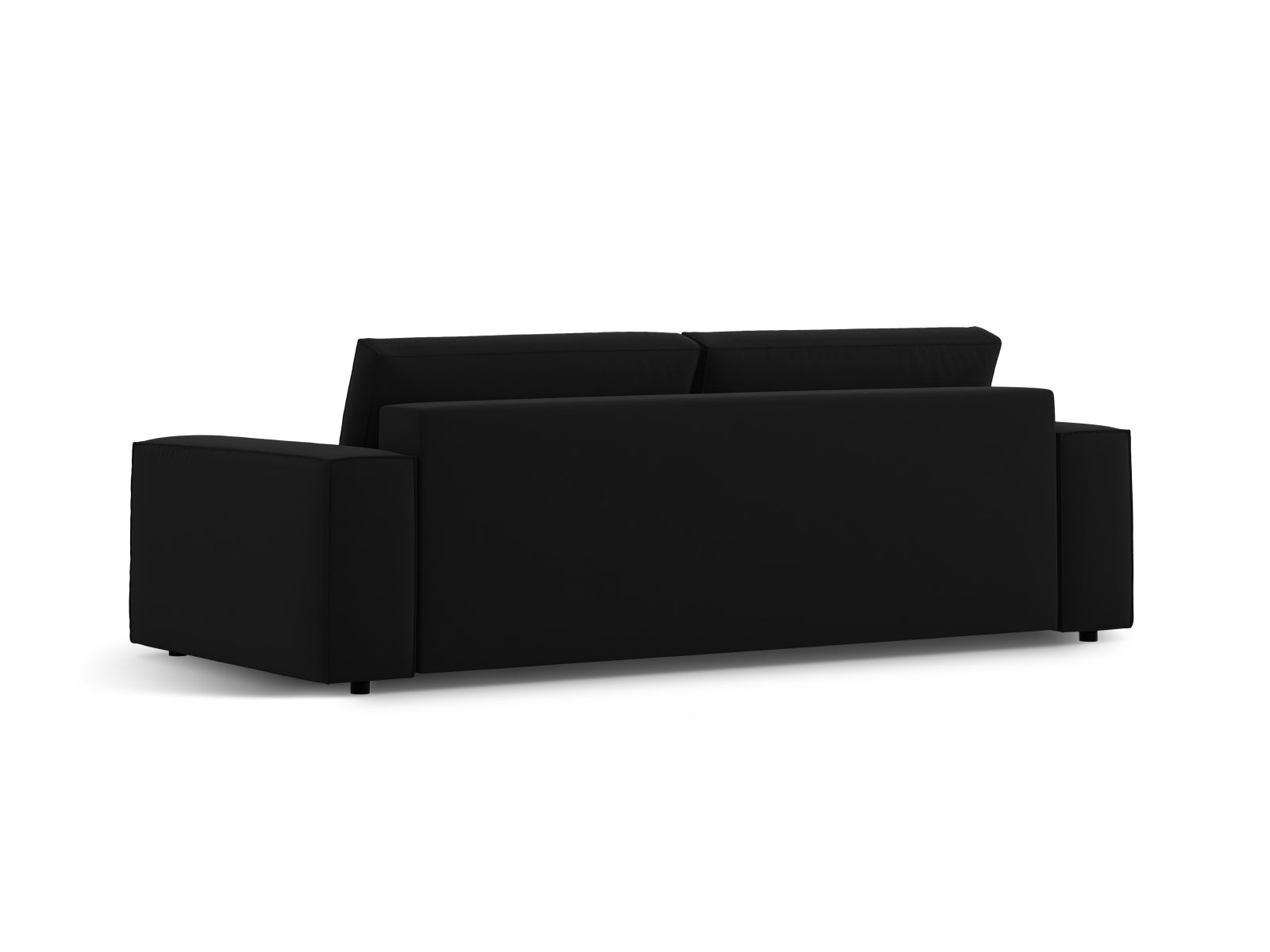 Elegantes 3-Sitzer Velours Sofa Jodie mit integrierter Schlaffunktion und Stauraum, ideal für stilvolle und funktionale Wohnräume.